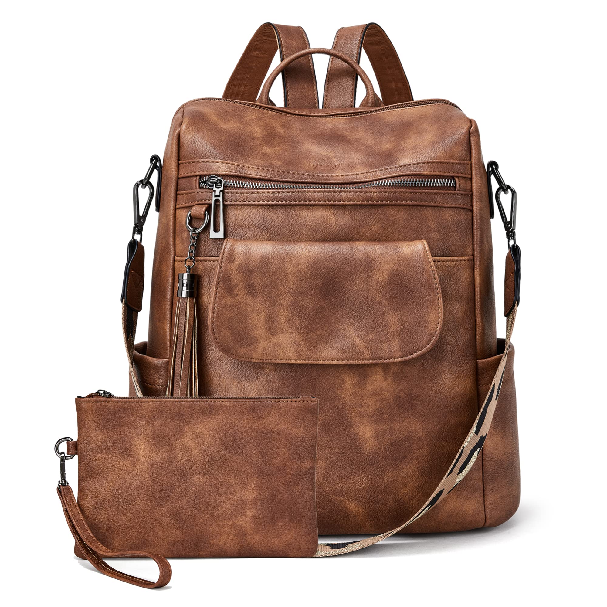 OPAGE Genuine Leather Convertible Backpack Purse for Women - Large Fashion Designer Travel Handbag & Shoulder Bag with Wristlet - Perfect for Work, College & Travel Accessories