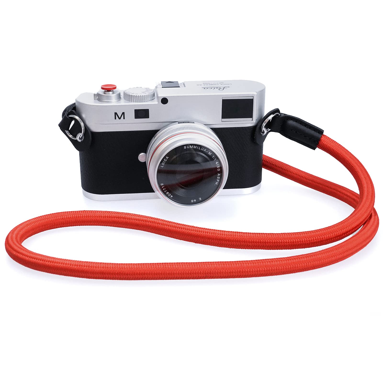 Camera Shoulder Strap - Durable Climbing Rope Neck Strap for DSLR & Mirrorless Cameras with Lens Cap Keeper (Red) - Perfect for Travel, Hiking & Outdoor Photography