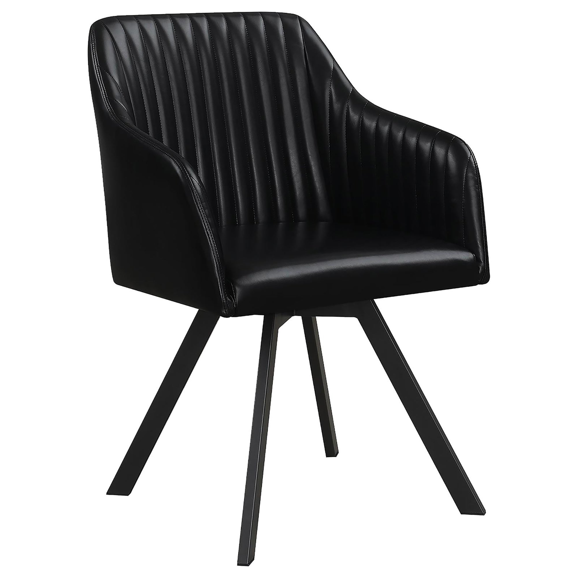 Black Channeled Sloped Arm Swivel Chair - Ergonomic Office Chair with 360-Degree Rotation - Perfect for Home Office, Gaming, and Conference Rooms