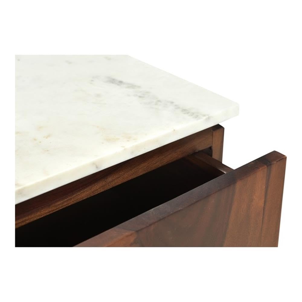 Moe's Home Collection Dominic 1-Drawer Wood Nightstand in Brown - Bedside Table for Bedroom, Living Room & Office Storage