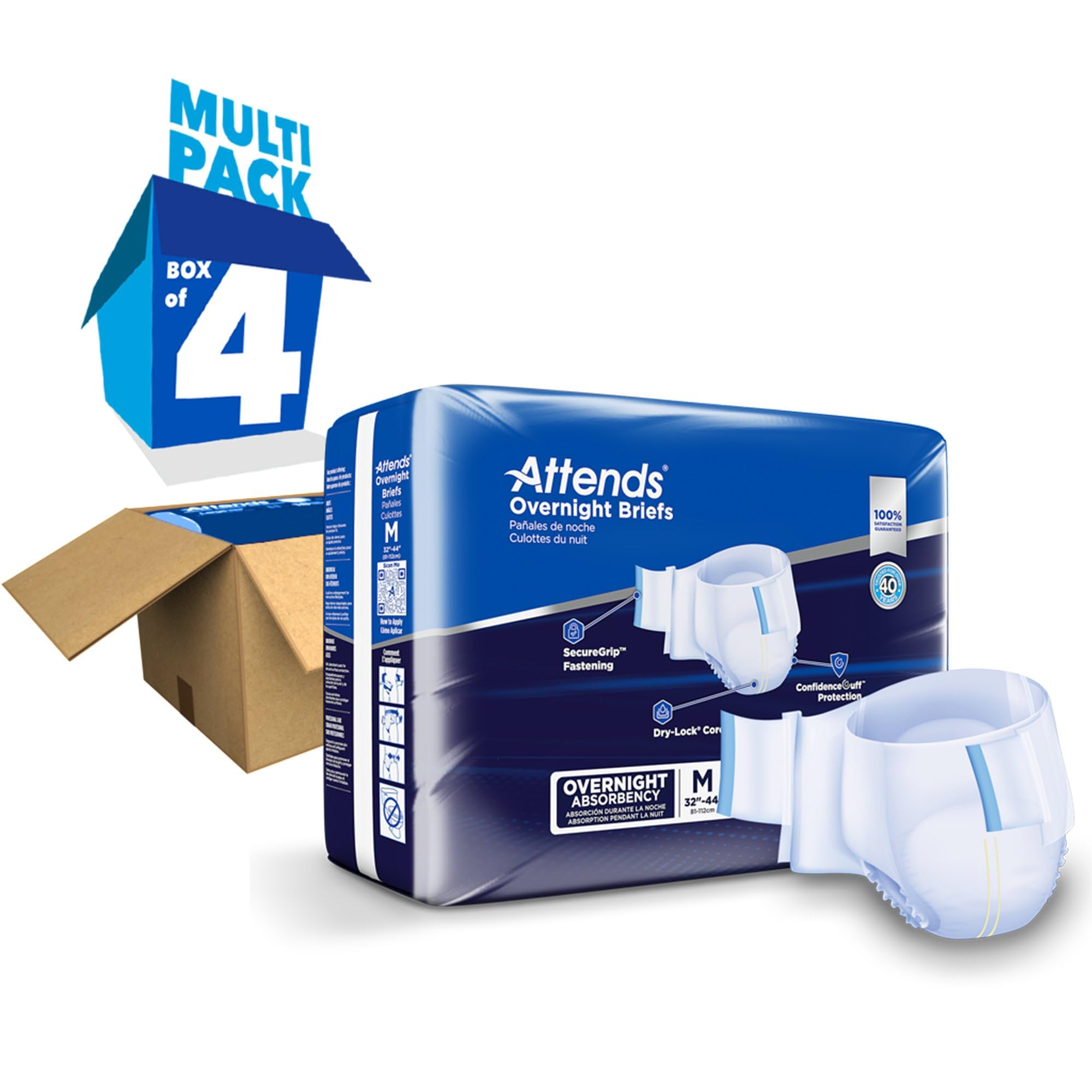 Attends Overnight Disposable Briefs for Adults - Medium (32