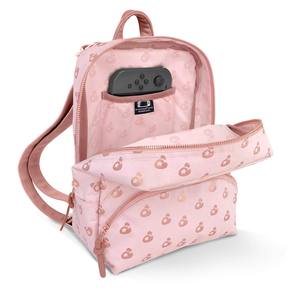 Official Nintendo Animal Crossing Collectors Set - Rose Gold Island Mini Backpack Switch Case, Celeste Floral Knit Beanie & Lapel Pins for Nintendo Switch | Perfect for Gaming, Cosplay & Collectors