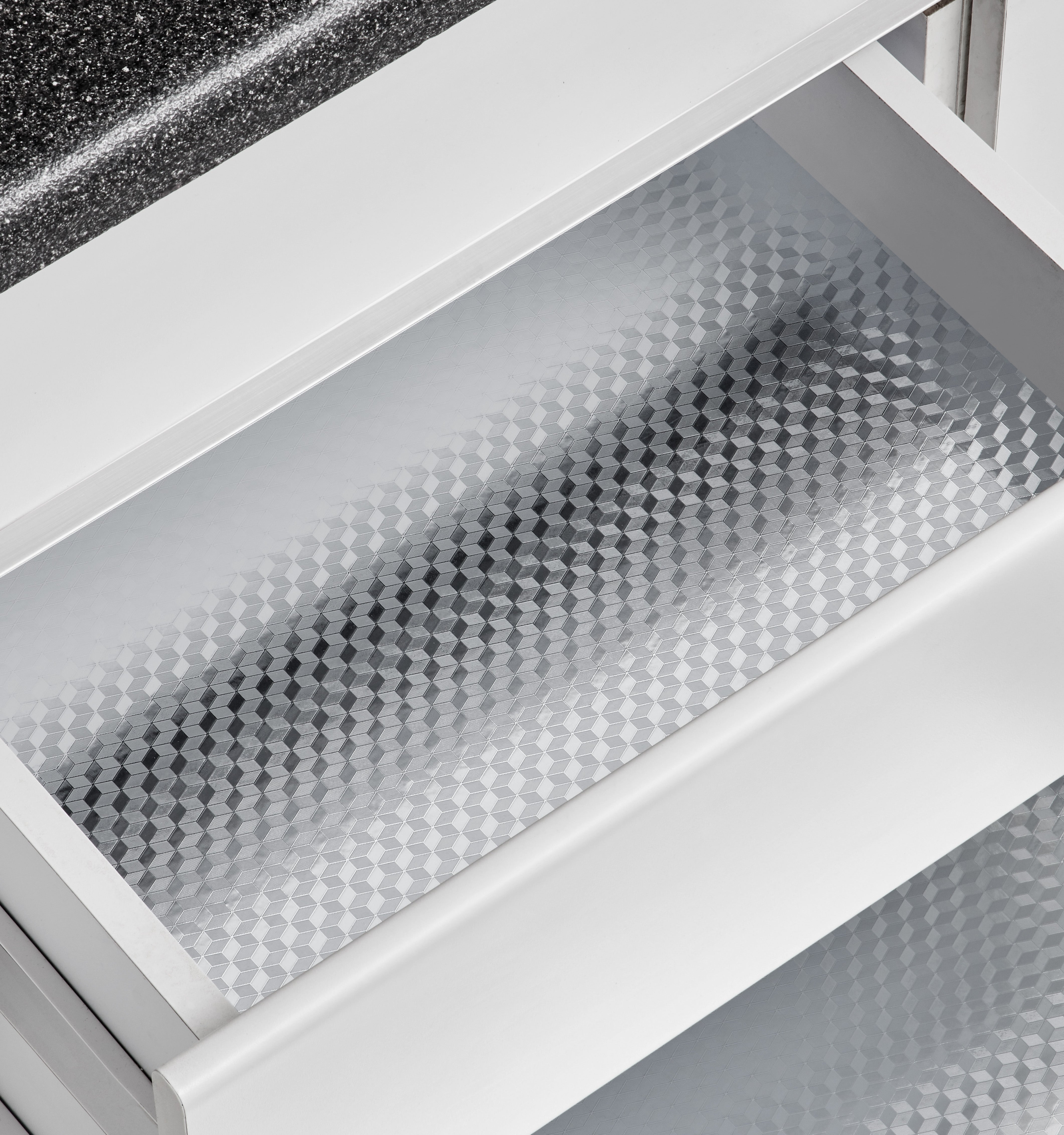 Non-Slip Adhesive Kitchen Cabinet Liner - Waterproof Shelf Liner for Drawers, Countertops & Pantry - Perfect for Organizing and Protecting Surfaces in Home, Office, or Dorm
