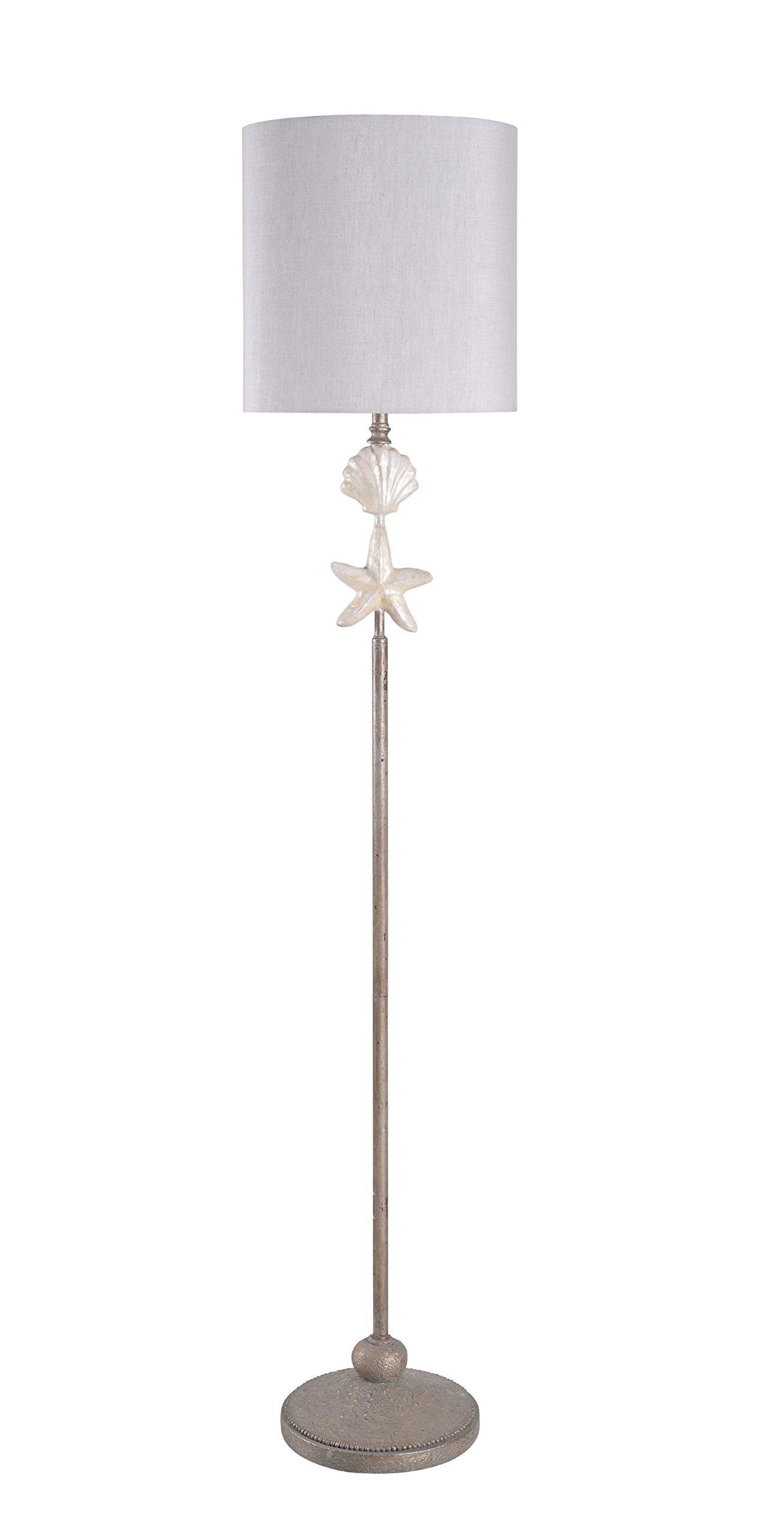 Kenroy Home 33152MOP Concha Floor Lamp - Silvered Gold Finish with Mother of Pearl Accents | Elegant Lighting for Living Room, Bedroom & Office Decor