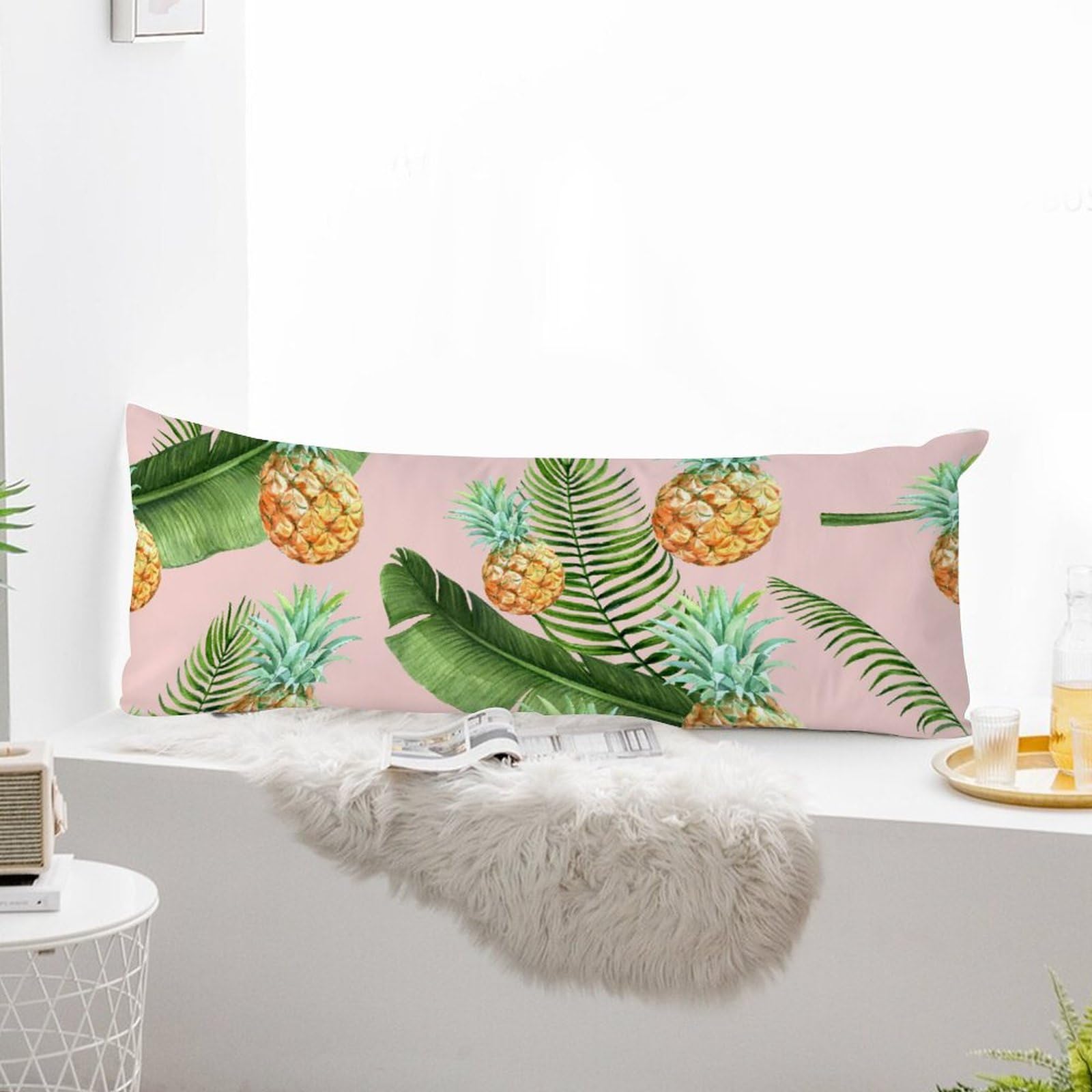 Premium 20x54 Inch Body Pillow Cover - Soft Pineapple Print Turquoise Pillowcase with Hidden Zipper for Hair & Skin Protection | Perfect for Anime Fans, Pregnancy Support & Home Decor (20