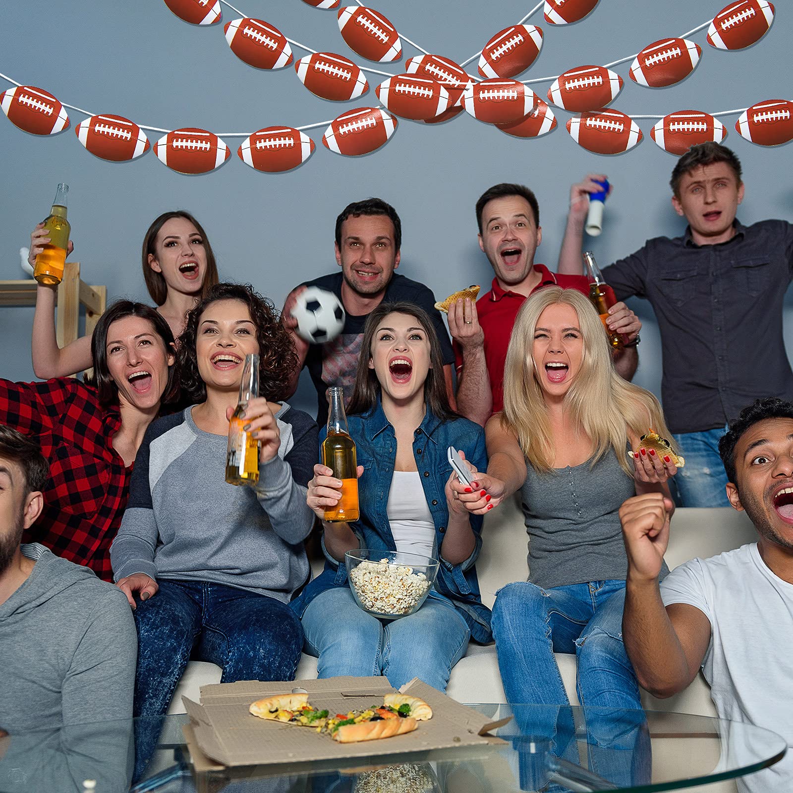 4 Pcs Football Party Banner Decorations Set - Hanging Garland, Paper Cutouts for Birthday, Home & Classroom Decor - Perfect for Super Bowl Parties, Sports Fan Clubs & Game Day Celebrations