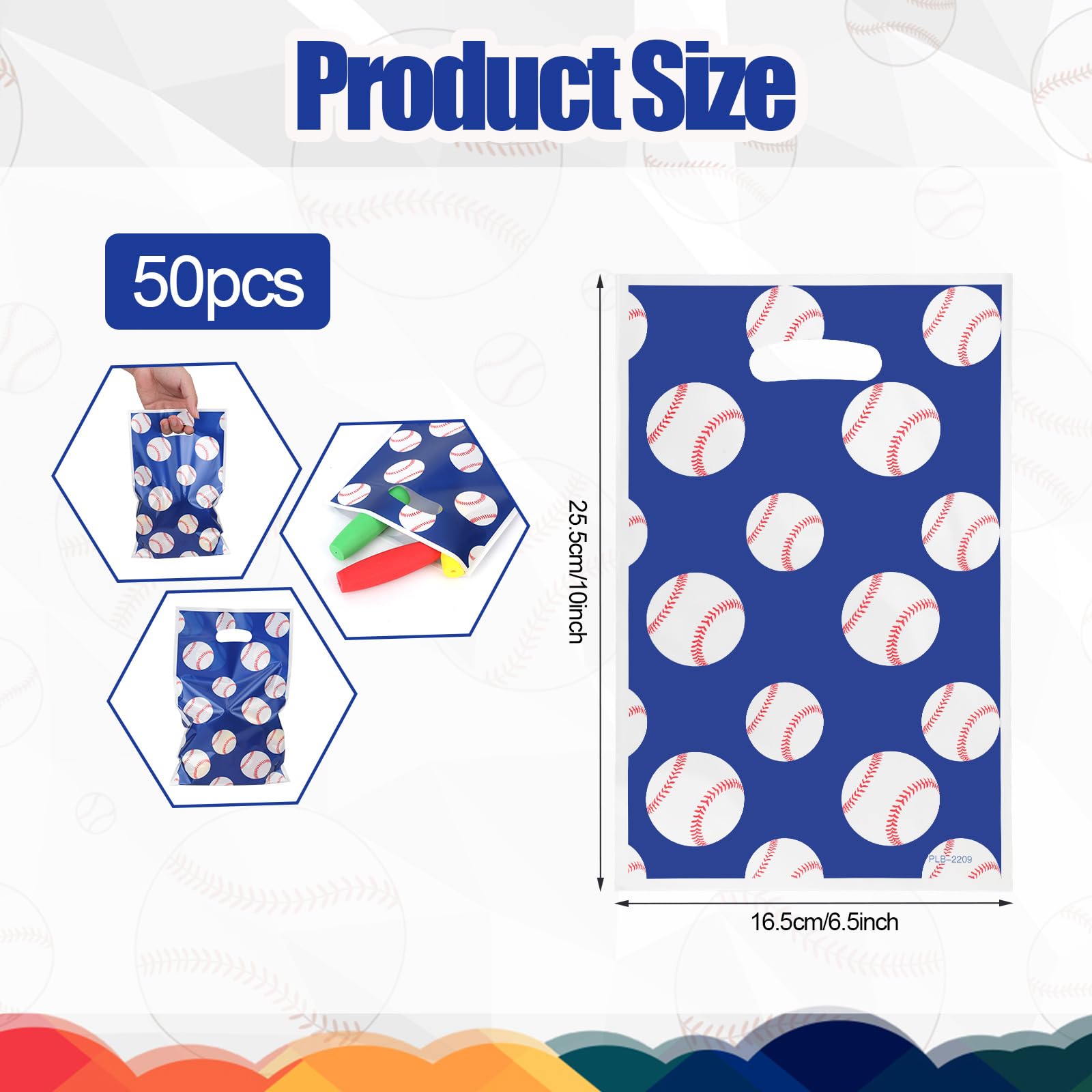 50pcs Baseball Party Favor Bags - Baseball Themed Gift Bags with Sport Design for Birthday, Festival & Sports Events - Perfect for Candy, Snacks & Goodie Supplies at Baseball Games, Team Parties & Celebrations