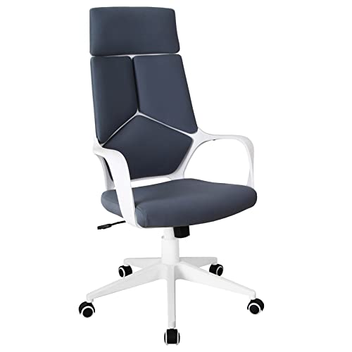 Scranton & Co Modern Fabric and Nylon Office Chair - Ergonomic Gray and White Desk Chair for Home Office, Gaming, and Workspace Comfort