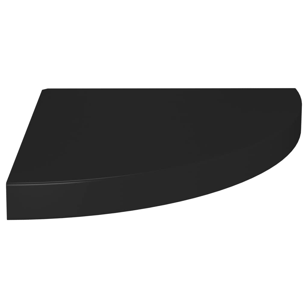Modern Floating Corner Shelves Set of 4 - Black MDF Wall Mounted Storage for Living Room, Bedroom, Bathroom & Porch - 13.8
