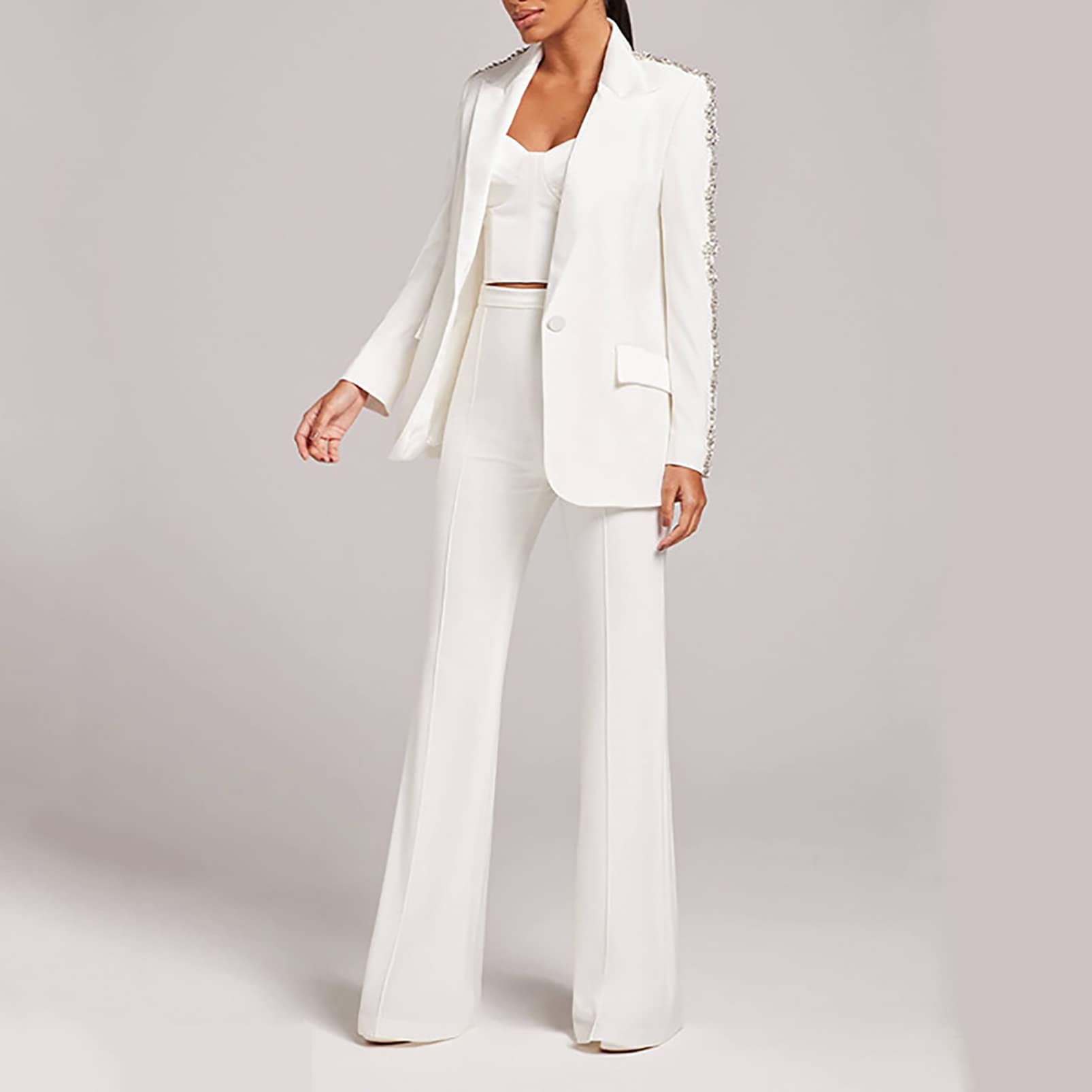 Women's Formal Blazer Jacket & Pants Suit Set - Professional Business Attire, Office Work Wear, 2-Piece Party & Prom Outfit - Perfect for Job Interviews, Corporate Events & Special Occasions