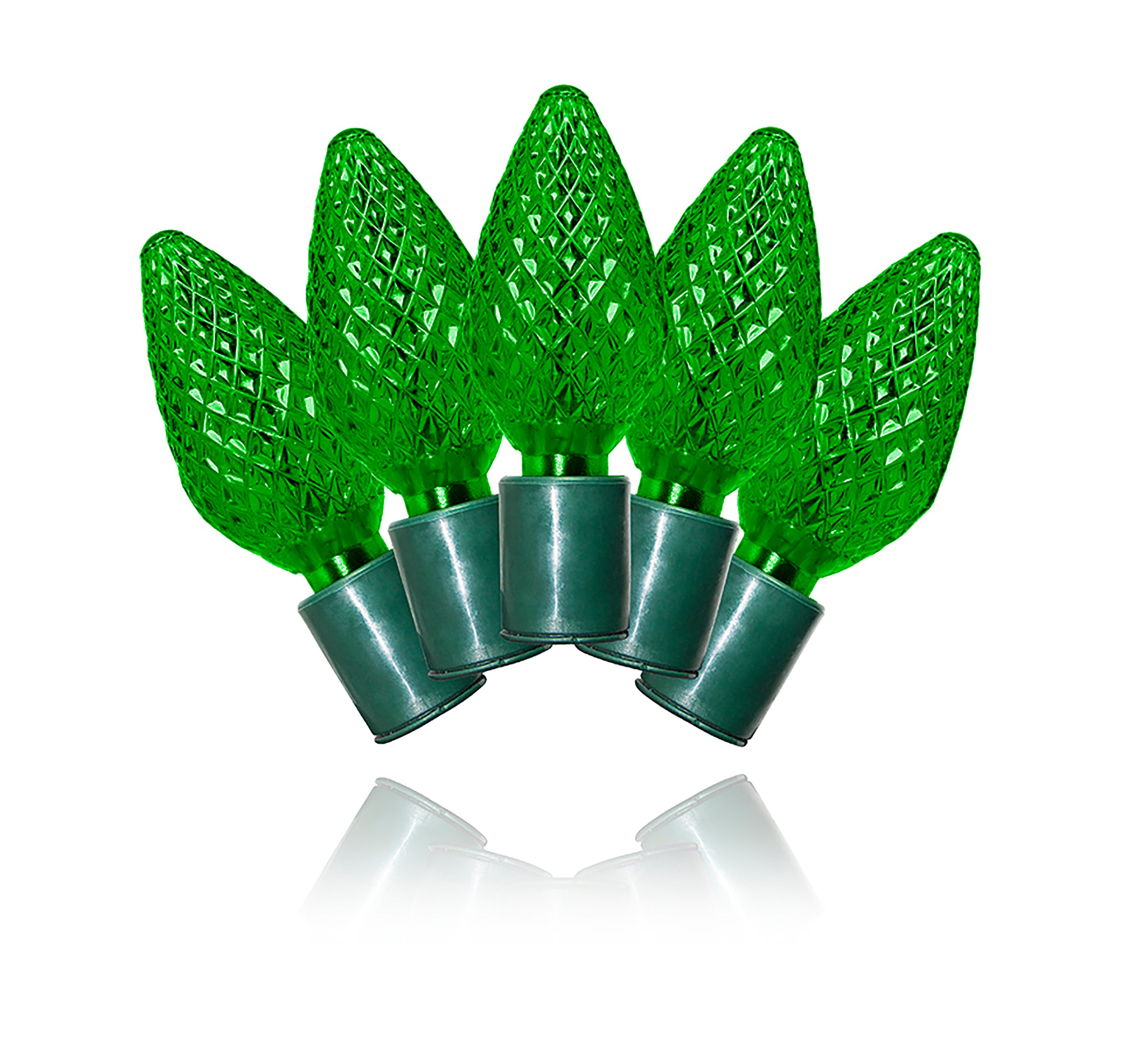 25 Green Commercial Grade C9 LED Christmas Lights on Green Wire - Perfect for Outdoor Holiday Decorations, Roofs, Trees, and Patios