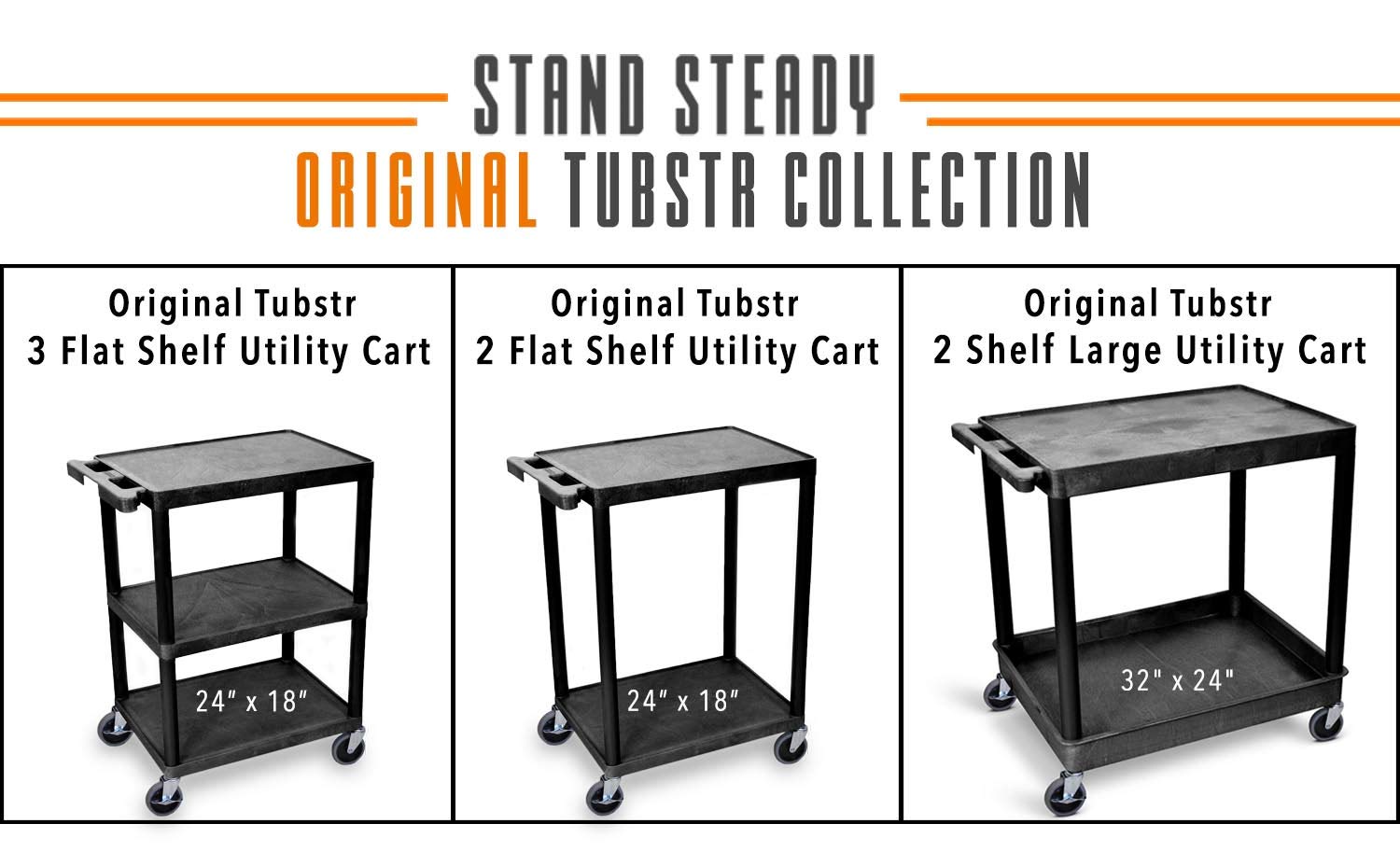 Heavy-Duty 3-Tier Flat Shelf Printer Cart with Wheels - 300 lbs Capacity Utility Storage Cart for Home Office & Warehouse (28