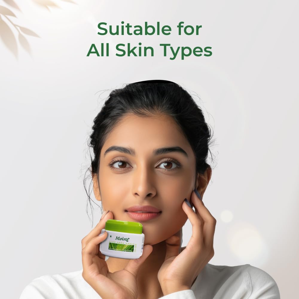 Azista Aloe Vera Face Moisturizer for Oily, Dry & Combination Skin - Hydrating Cream with Vitamin E, Tea Tree Oil & Wheat Germ Oil (Pack of 2, 100g) | Daily Skincare for Men & Women | Perfect for Acne-Prone & Sensitive Skin Care Routine