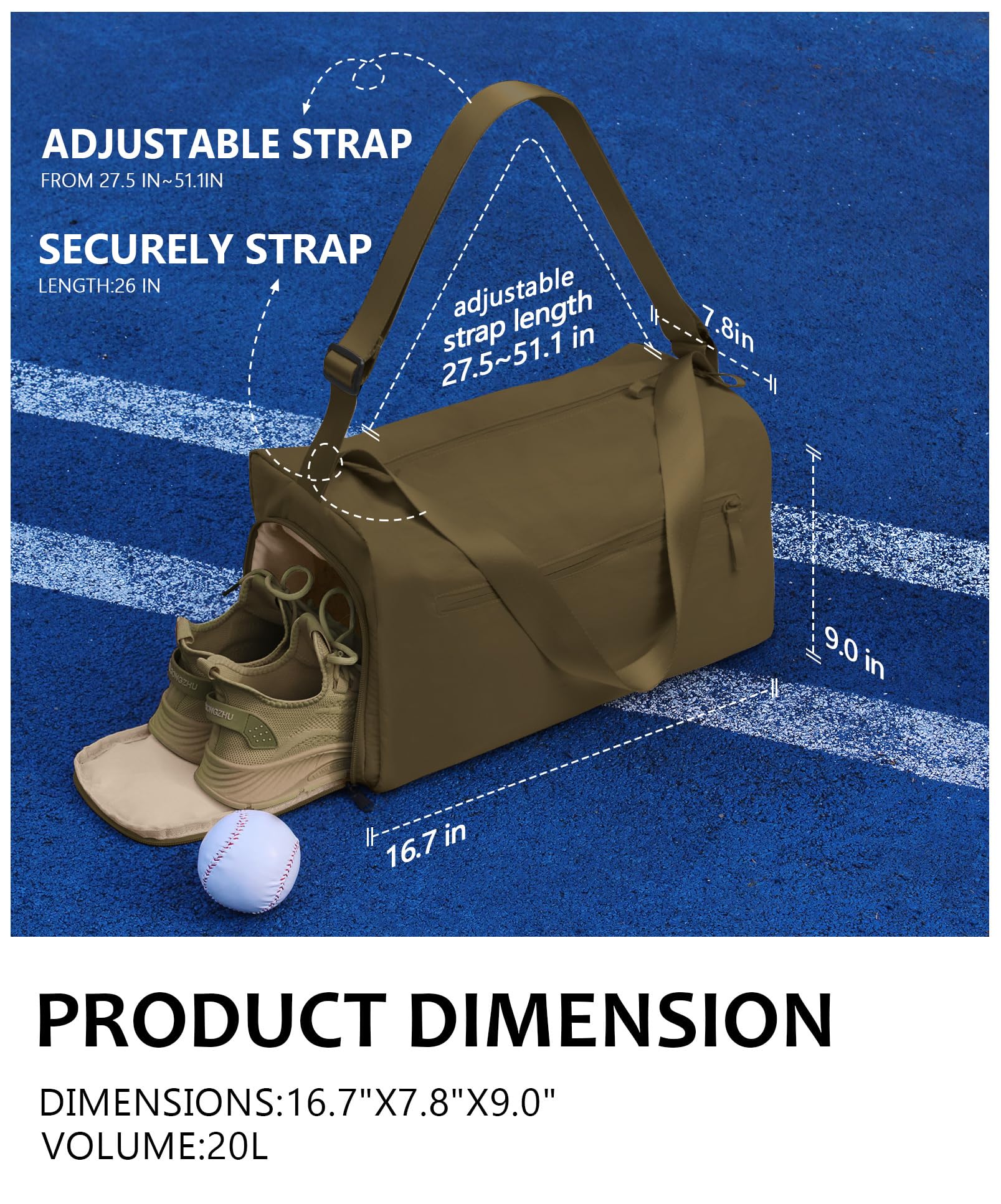 Stylish Compact Gym Duffle Bag for Women & Men - 3-in-1 Sports Crossbody Bag for Workout, Fitness & Travel | Perfect for Gym, Yoga, Work Commute & Weekend Getaways