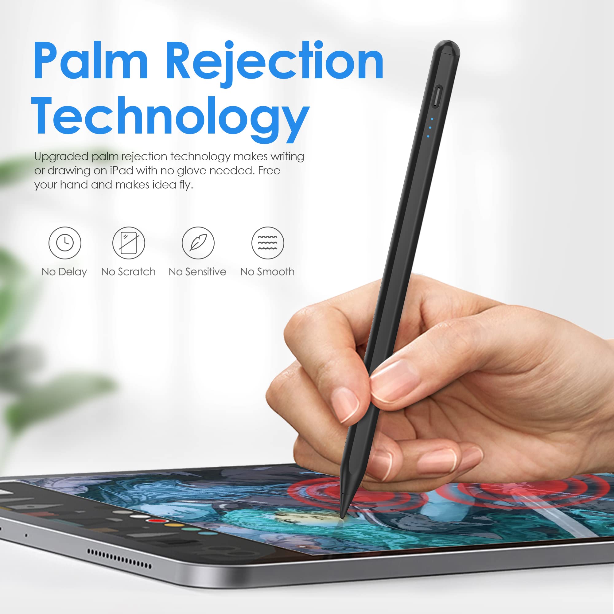 Fast Charging Stylus Pen for iPad 9th/10th Gen, Apple Pencil 1st/2nd Gen - Compatible with iPad Pro 11/12.9