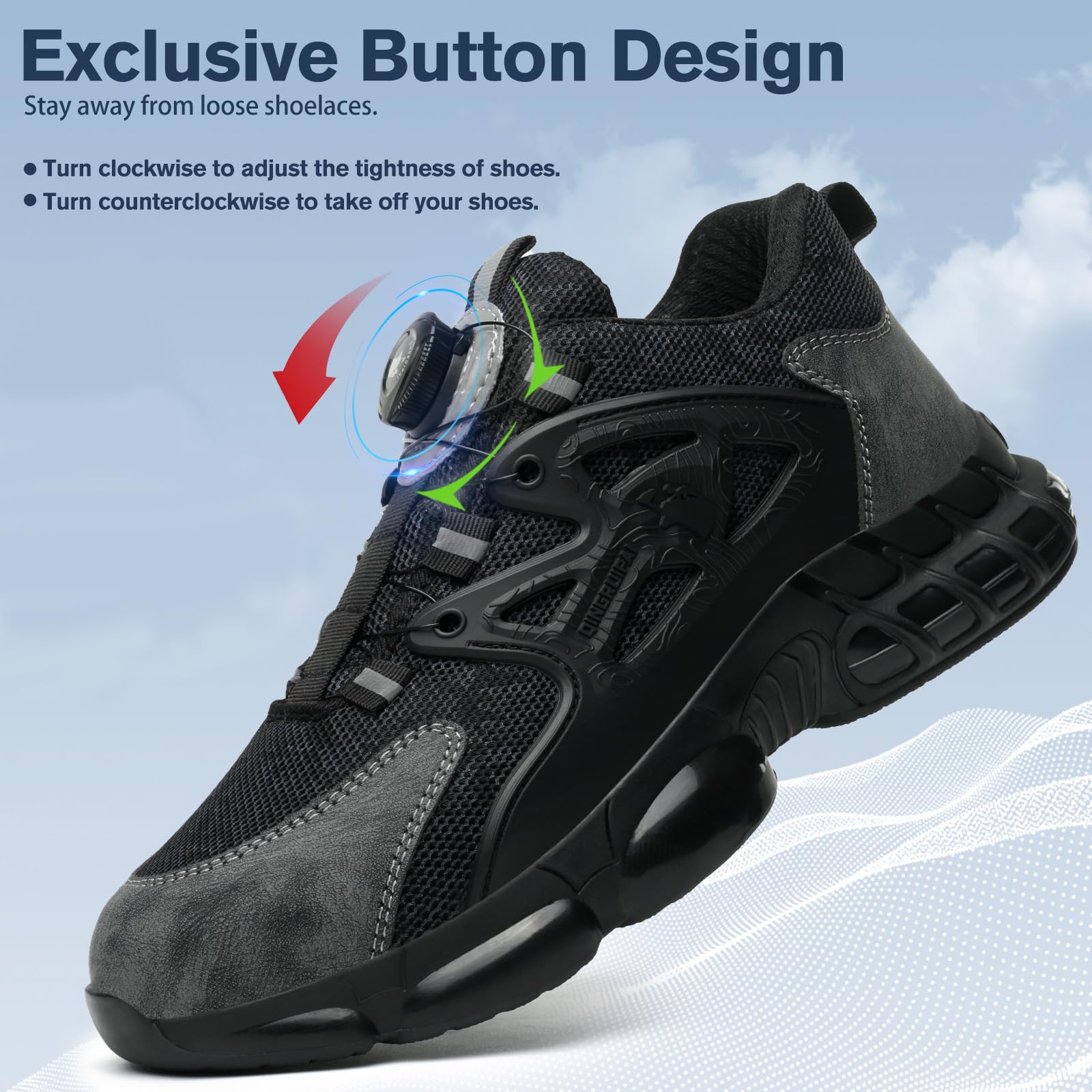Steel Toe Work Shoes for Men & Women - Lightweight Safety Sneakers with Non-Slip & Puncture Proof Design - Perfect for Construction, Warehouse & Industrial Work