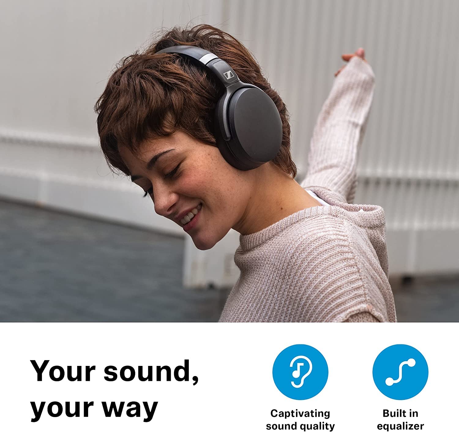 Sennheiser HD 450SE Wireless Bluetooth 5.0 Headphones with Alexa Built-in - Active Noise Cancelling Over-Ear Headphones, 30H Battery Life, USB-C Fast Charging, Foldable Design for Travel & Commuting - Black