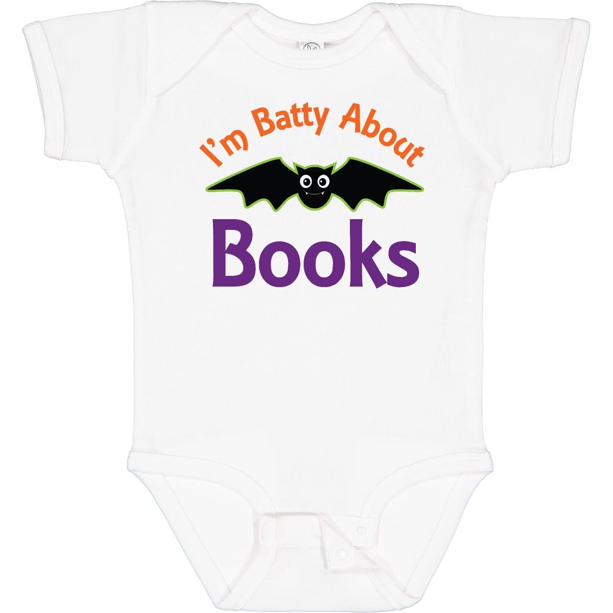 Inktastic Batty About Books Baby Bodysuit - Cute Bat Design Cotton Onesie for Infants & Toddlers - Perfect for Book Lovers, Storytime, Library Visits & Halloween Costumes
