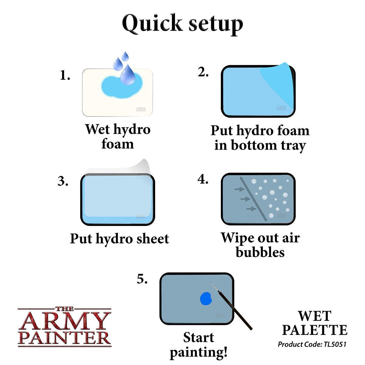 The Army Painter Wet Palette & Hydro Pack Mega Brush Set - Professional Miniature Painting Kit with Storage for Brushes & Complete Refill Pack - Perfect for Warhammer, D&D, and Tabletop Gaming