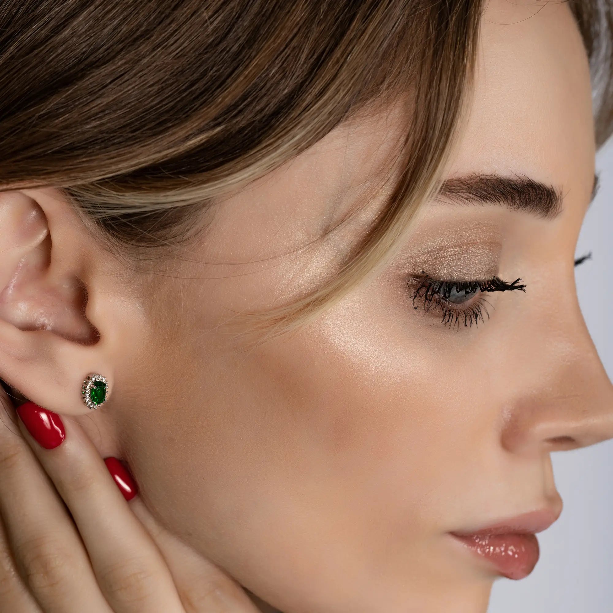 Emerald Stud Earrings for Women - 14K Gold Plated Genuine Green Gemstone Earrings - Perfect for Weddings, Parties & Everyday Elegance
