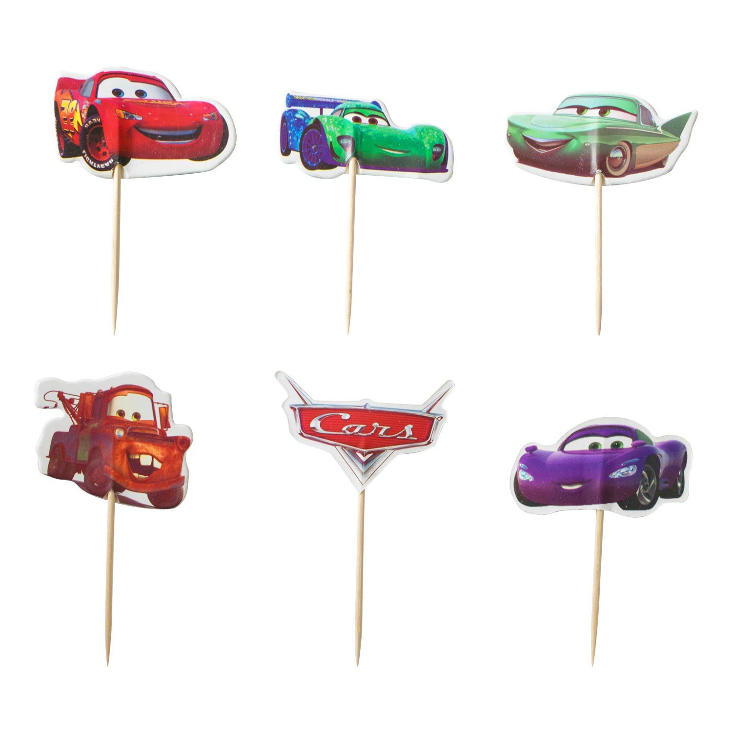 24PCS Cars Lightning McQueen Cupcake Toppers - Fun Kids Birthday Party Cake Decorations - Perfect for Birthday Cakes, Cupcakes, and Dessert Table Decor
