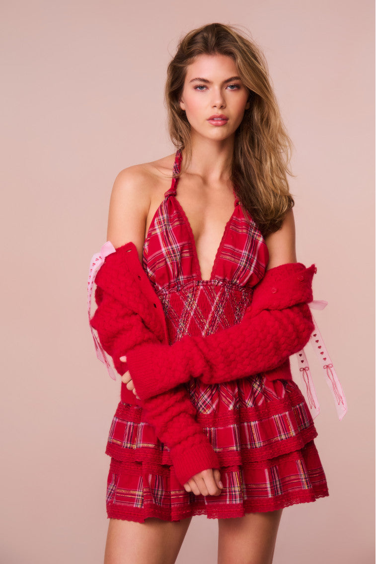 Deanna Tartan Halter Dress for Women - Vintage Plaid Party Dress with Adjustable Straps | Perfect for Christmas, Holiday Parties & Date Nights