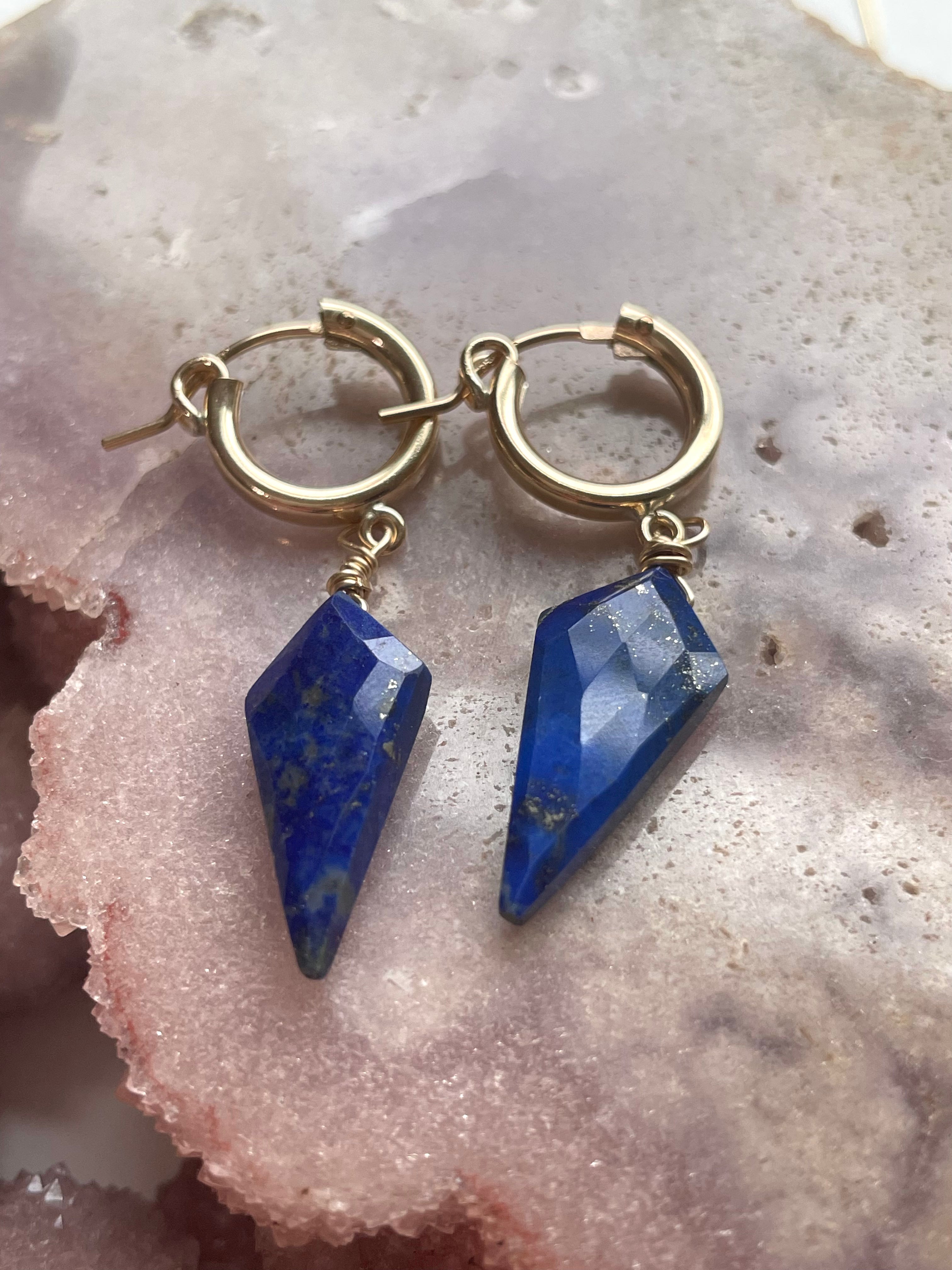 Lapis Lazuli Dangle Hoop Earrings for Women - 925 Sterling Silver Bohemian Jewelry | Perfect for Parties, Weddings & Everyday Wear