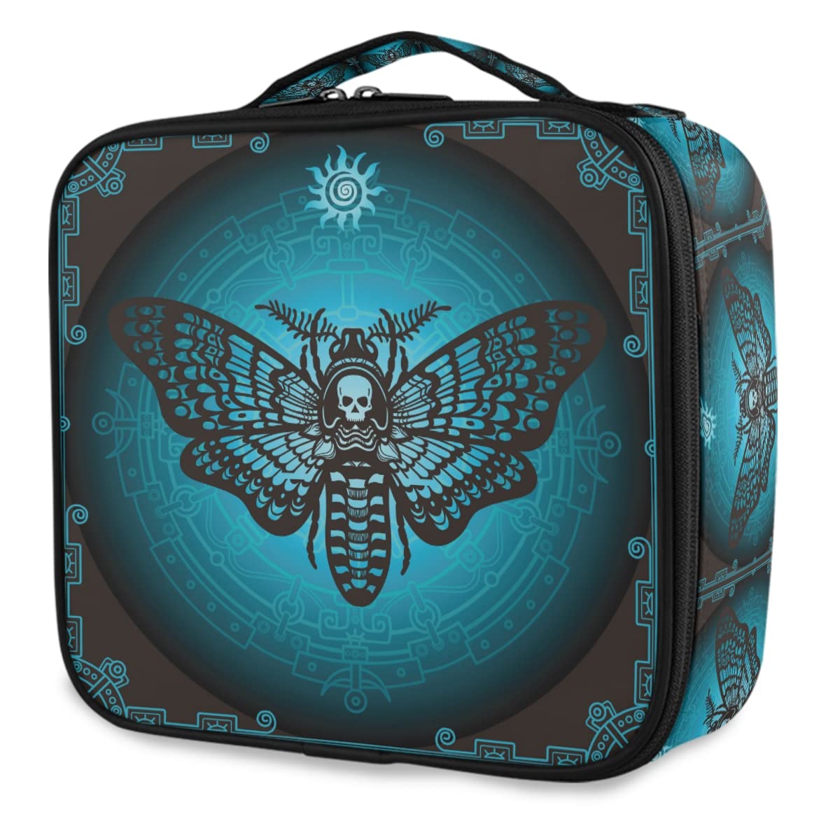 Gothic Skull & Butterfly Makeup Bag for Women - Travel Cosmetic Organizer with Adjustable Dividers | Waterproof Toiletry Bag for Vacation, Gym & Daily Use