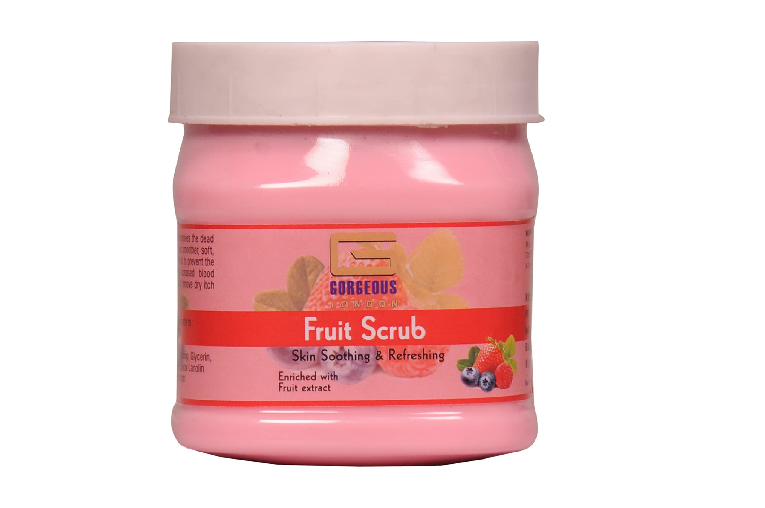 Gorgeous London Fruit Scrub 450gm - Skin Soothing & Refreshing with Enriched Fruit Extracts | Exfoliating & Moisturizing Body Scrub for Soft, Glowing Skin | Perfect for Spa Day & Self-Care Routine