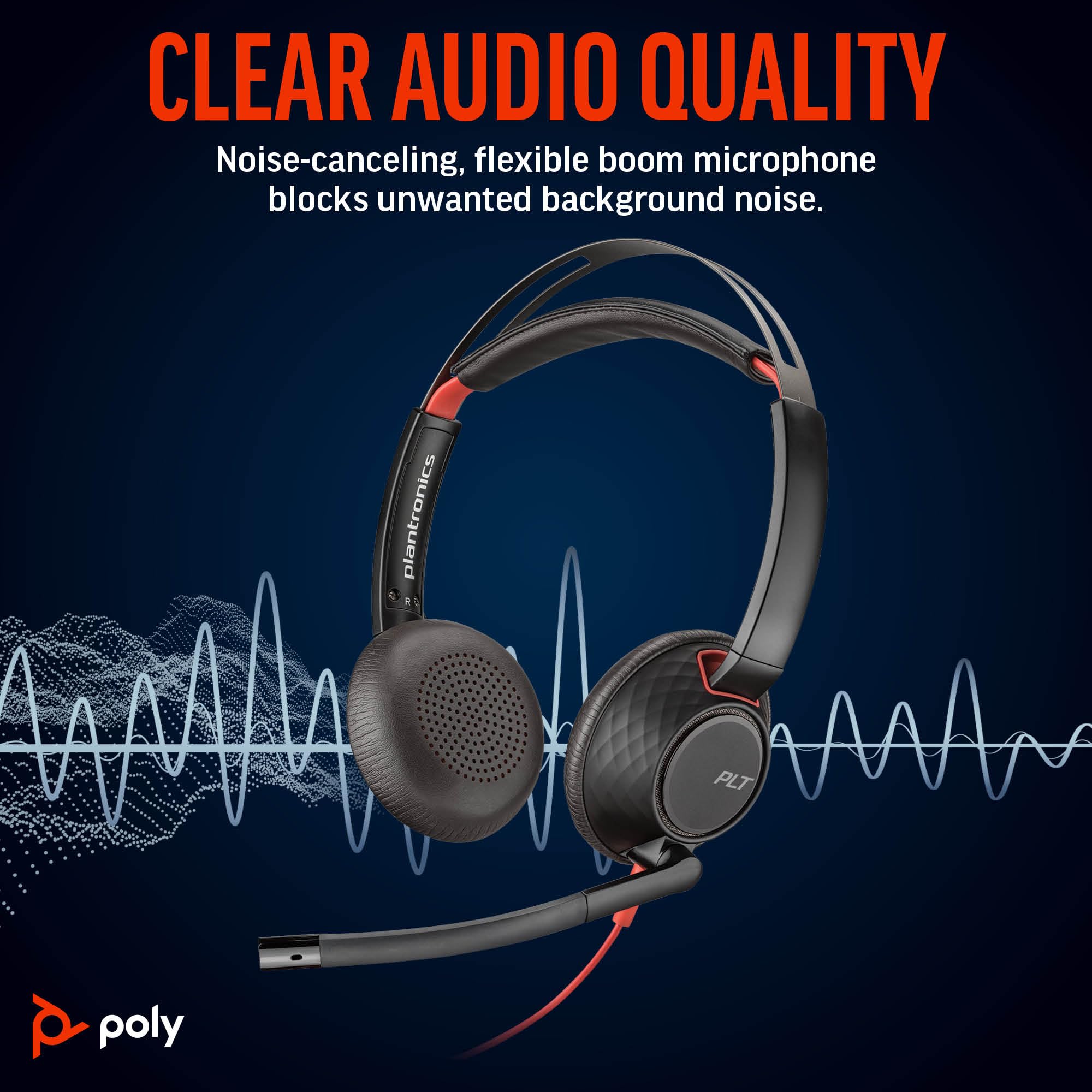 Poly Blackwire 5220 Wired Headset with Noise-Canceling Mic for PC, Mac & Mobile | USB-C/USB-A/3.5mm | Compatible with Teams, Zoom & VoIP Calls | Ergonomic Office Headphones for Remote Work & Online Meetings (Amazon Exclusive)