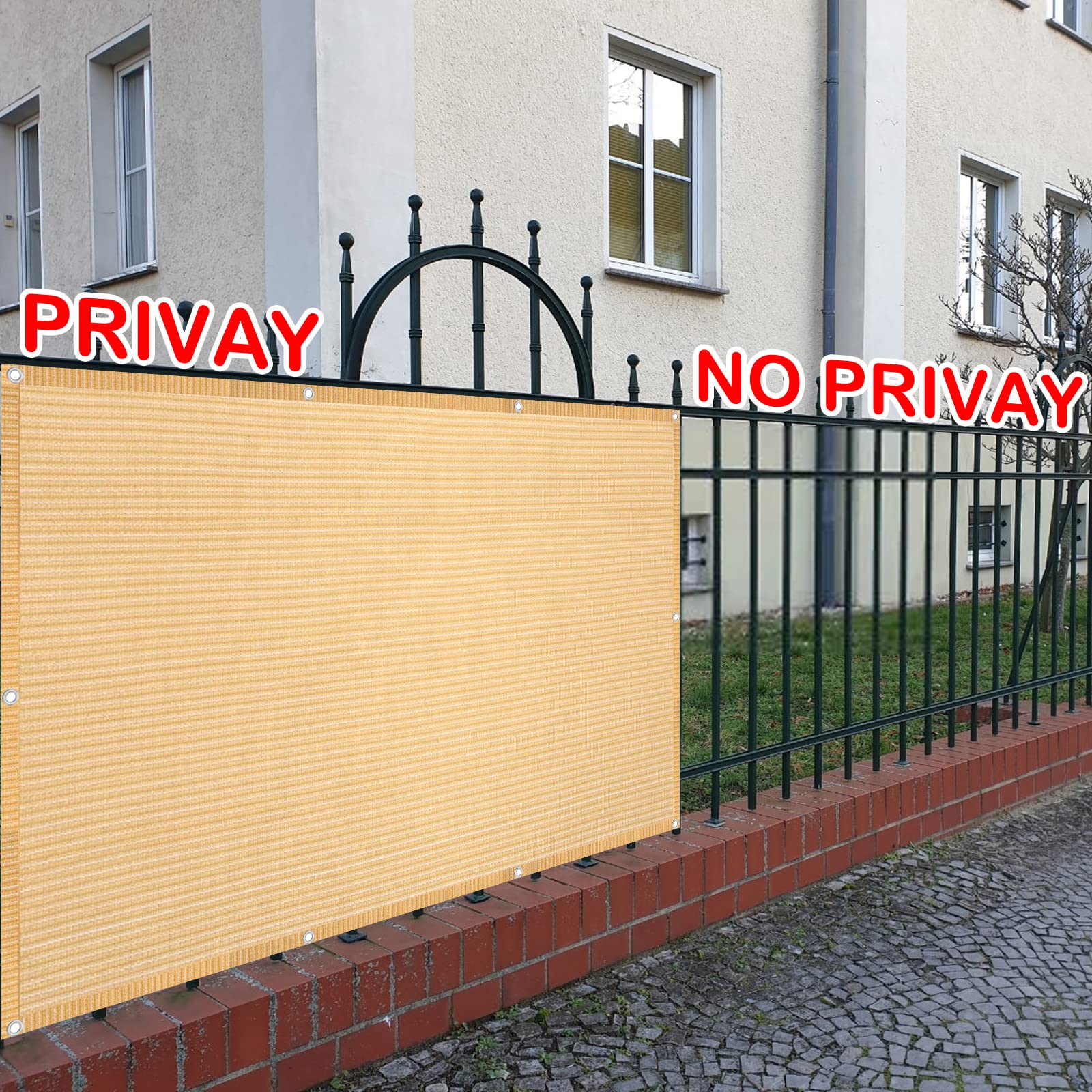 UV Resistant Balcony Privacy Screen - 3' x 11' Beige Outdoor Mesh Fence Cover for Deck, Patio, Porch & Pool Areas | Weatherproof Shade Solution for Apartments, Backyards & Railings | Perfect for Sun Protection & Creating Private Outdoor Spaces