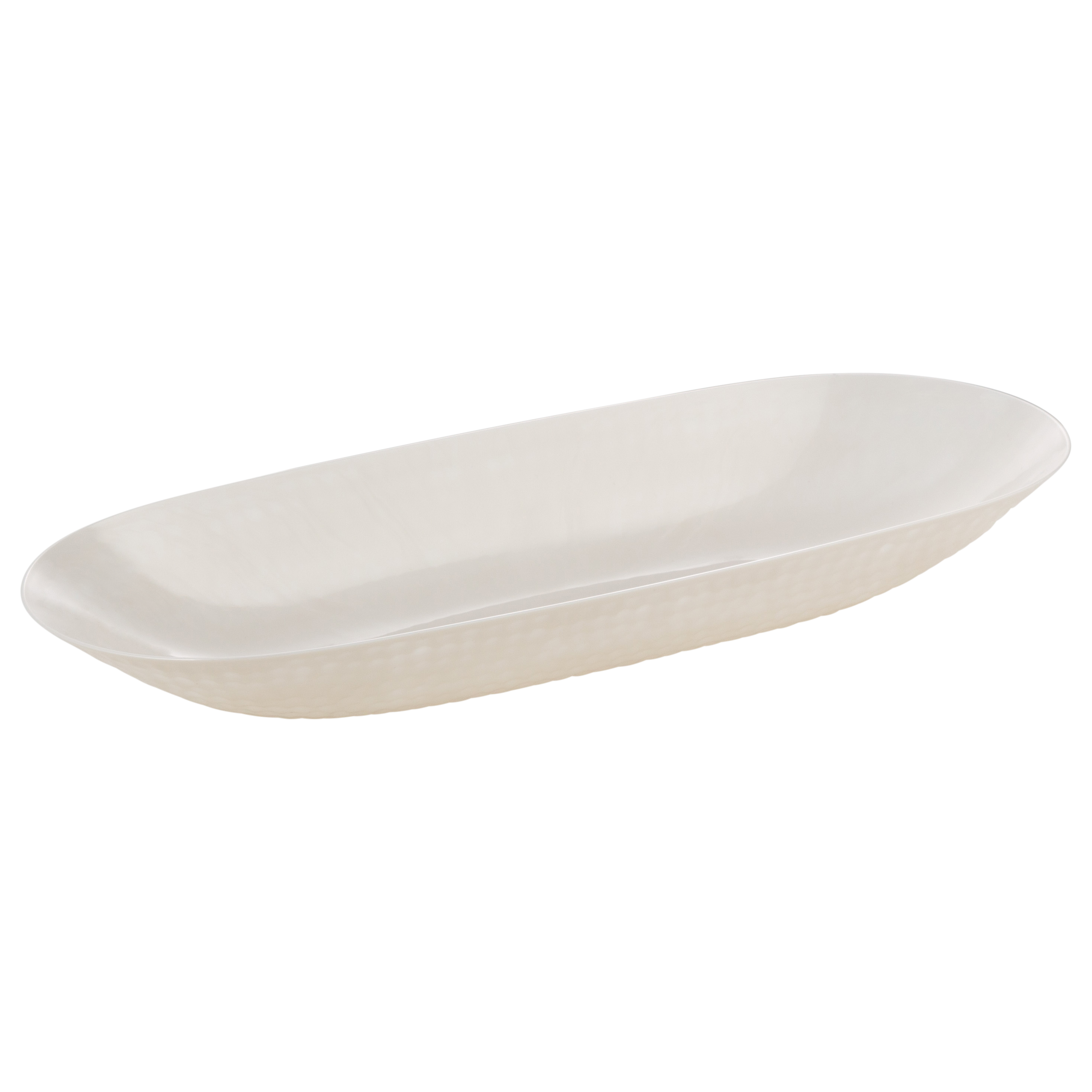 Ivory Plastic Oval Pebbled Serving Dish Set of 2 - Elegant Appetizer Plates for Parties, Weddings & Home Entertaining