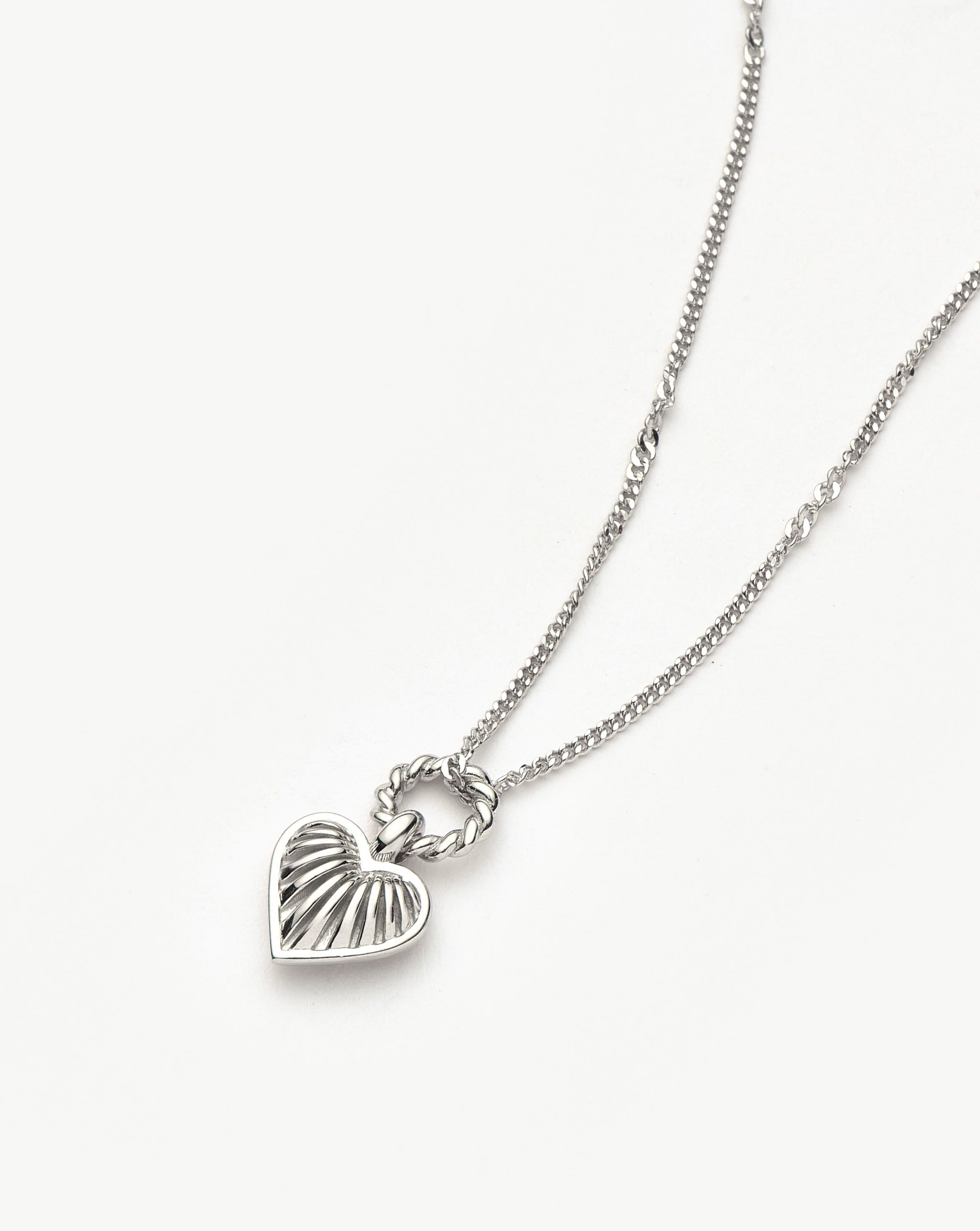 Mini Ridge Heart Charm Pendant Necklace - Sterling Silver Jewelry for Women | Perfect Gift for Valentine's Day, Anniversary & Everyday Wear