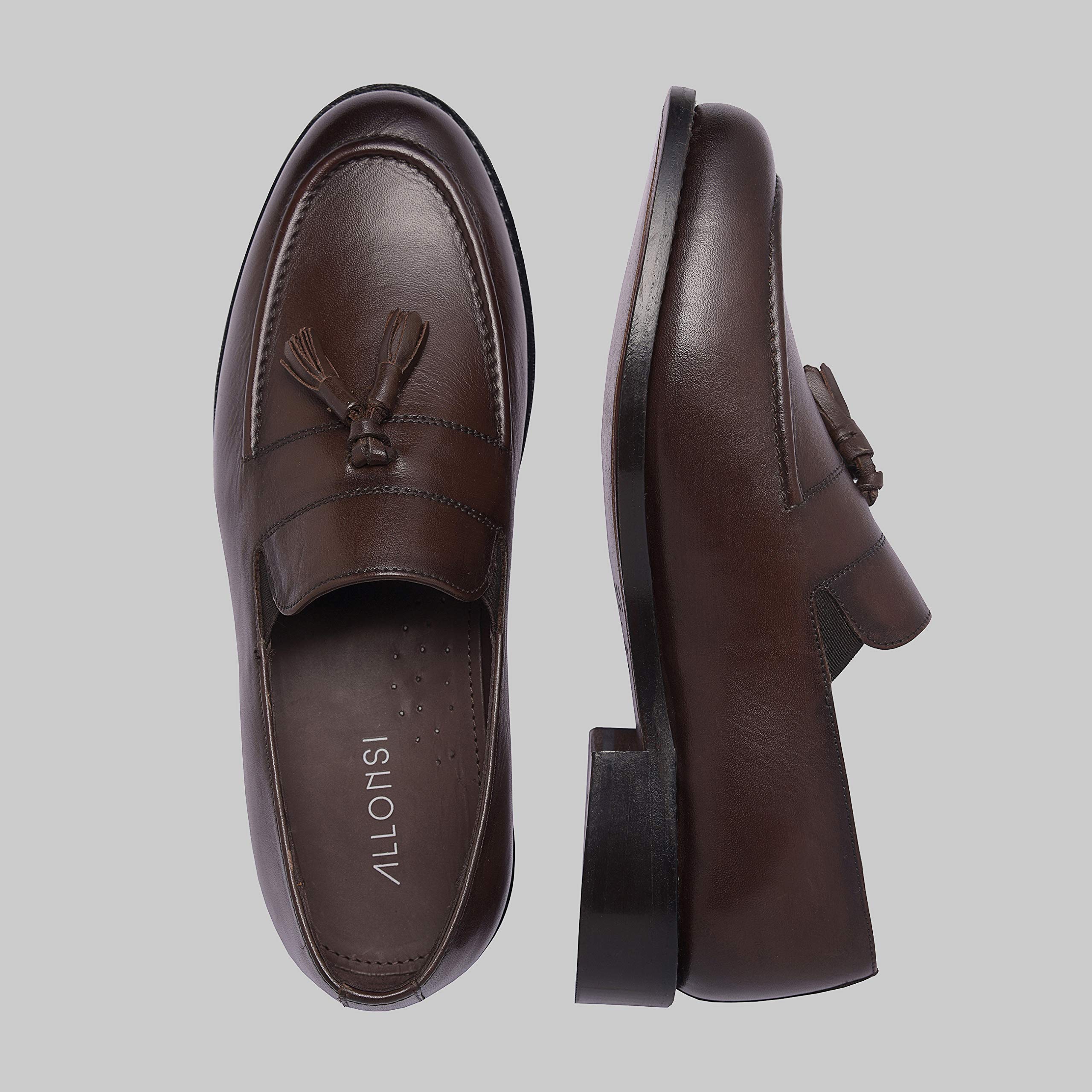 Premium Genuine Leather Men's Loafers with Tassel - Handcrafted Goodyear Welted Dress Shoes | Slip-On Comfort with Leather Sole | Perfect for Business, Office & Formal Occasions
