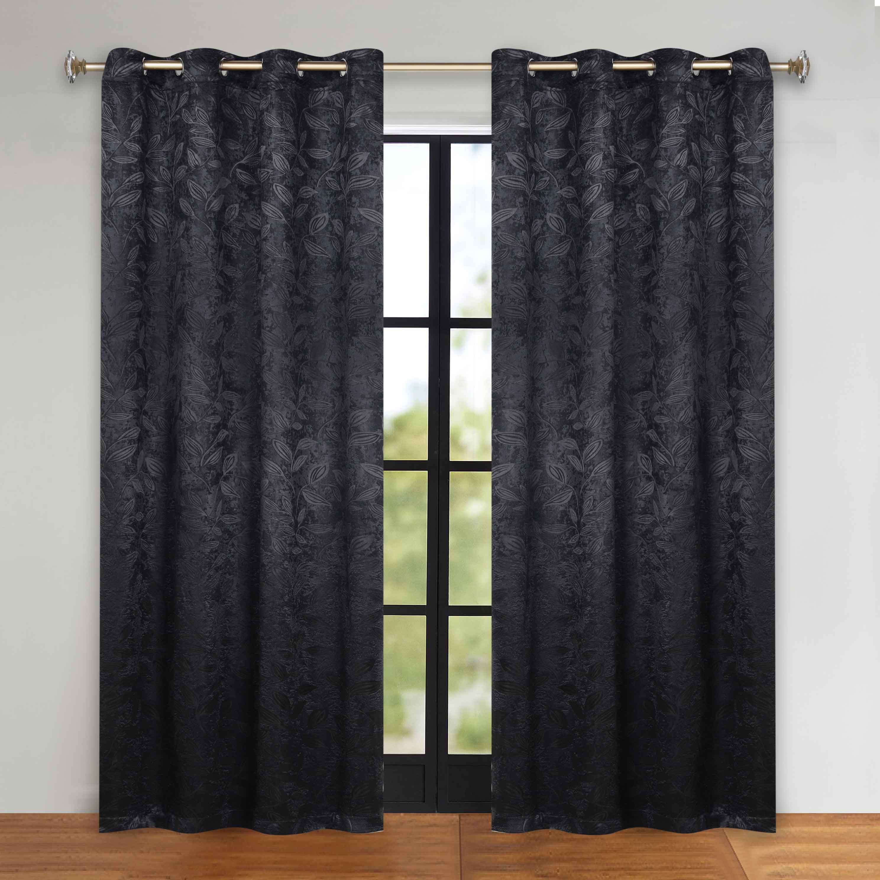 Leaves Grommet Blackout Curtains Set of 2 - Thermal Insulated Room Darkening Drapes for Bedroom & Living Room - Noise Reducing Window Treatment for Home Decor