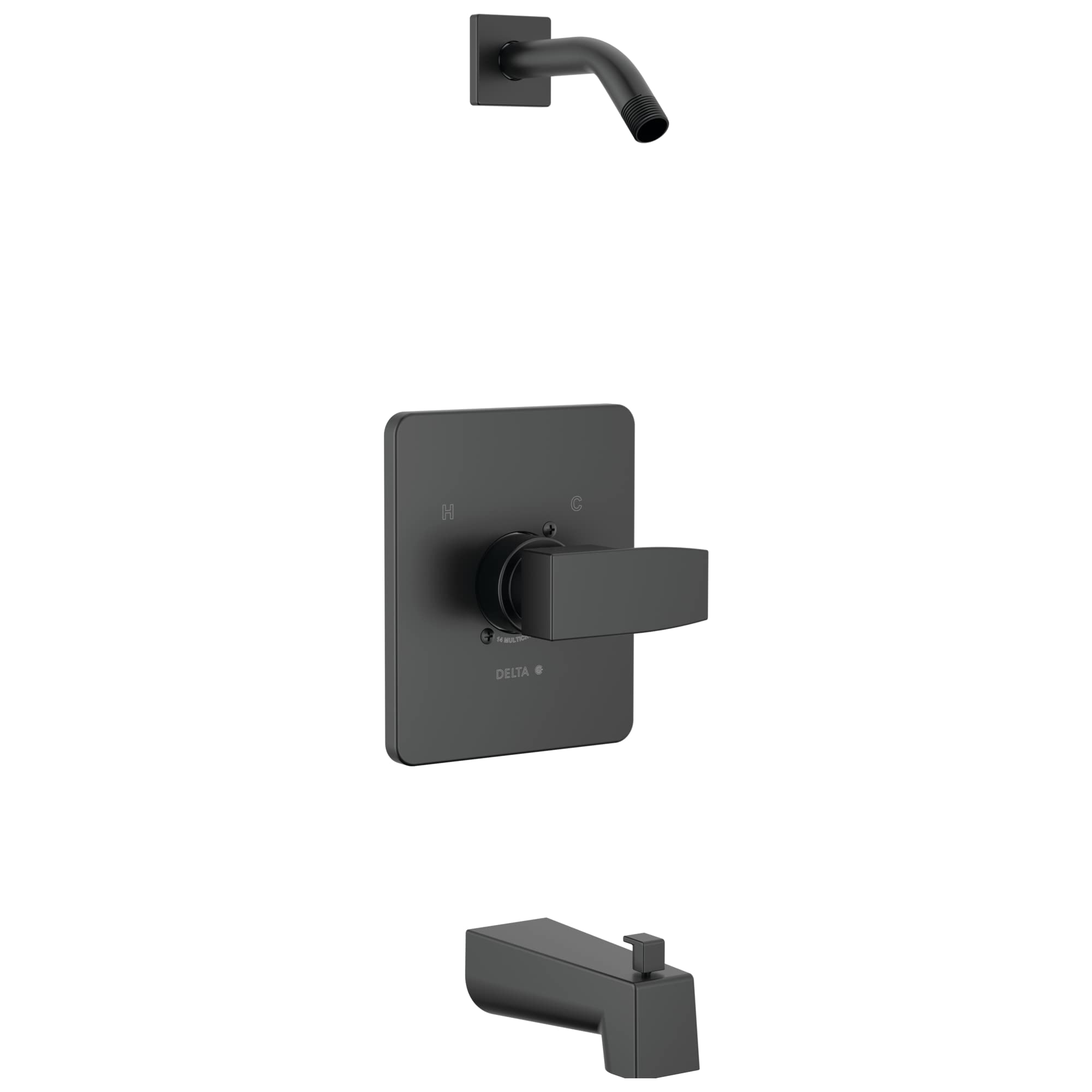 Delta Faucet Modern Matte Black Tub Shower Faucet Set - Matte Black Shower Trim Kit with Bathtub Faucet - T14467-BLLHD-PP (Shower Head & Valve Not Included) - Perfect for Bathroom Renovation & Modern Home Decor