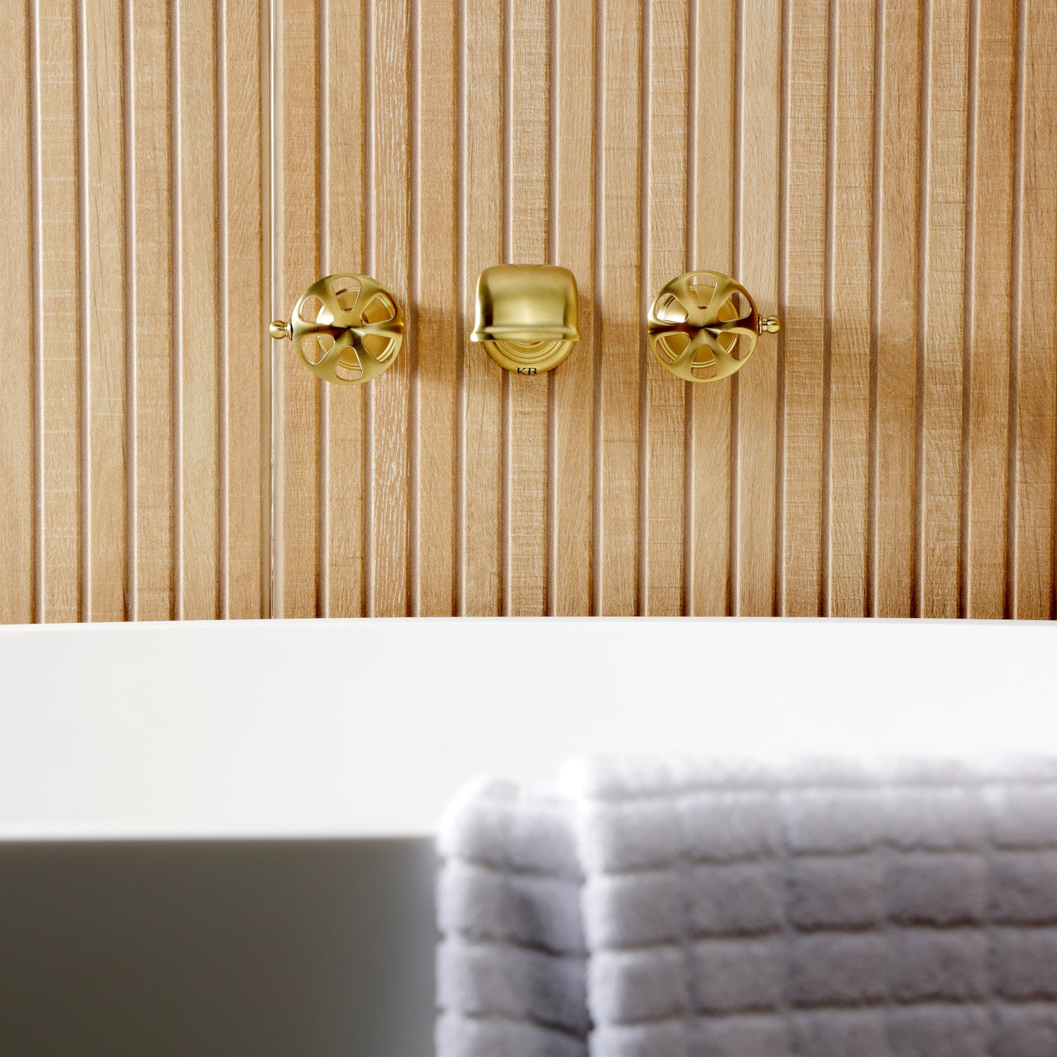 Belknap KS5027RX Brushed Brass Roman Tub Faucet - 2 Handle Wall Mount Bathroom Faucet for Luxury Bathtubs & Spa Retreats