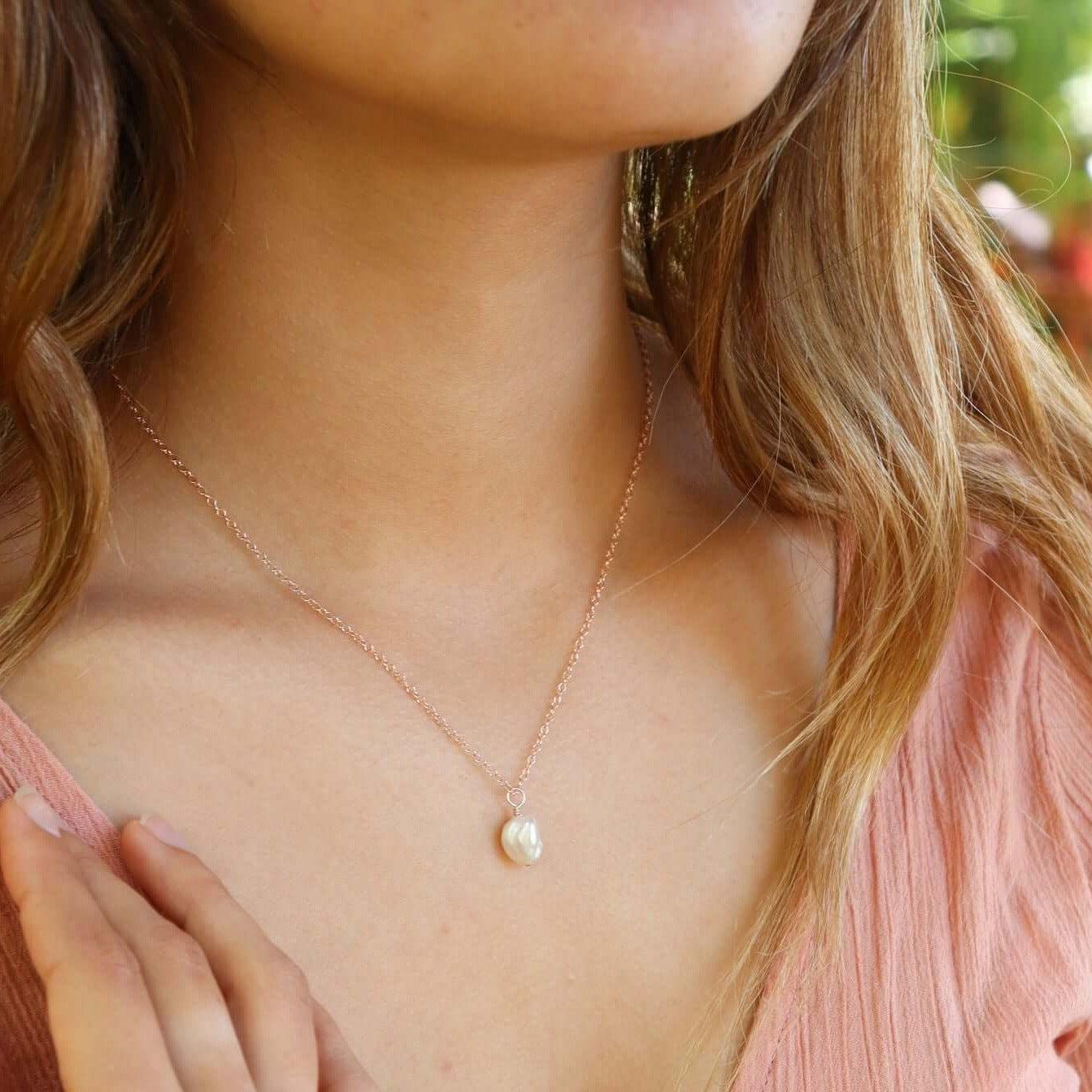 Tiny Raw White Freshwater Pearl Pendant Necklace - Dainty Natural Pearl Jewelry for Women - Perfect for Weddings, Date Nights & Special Occasions