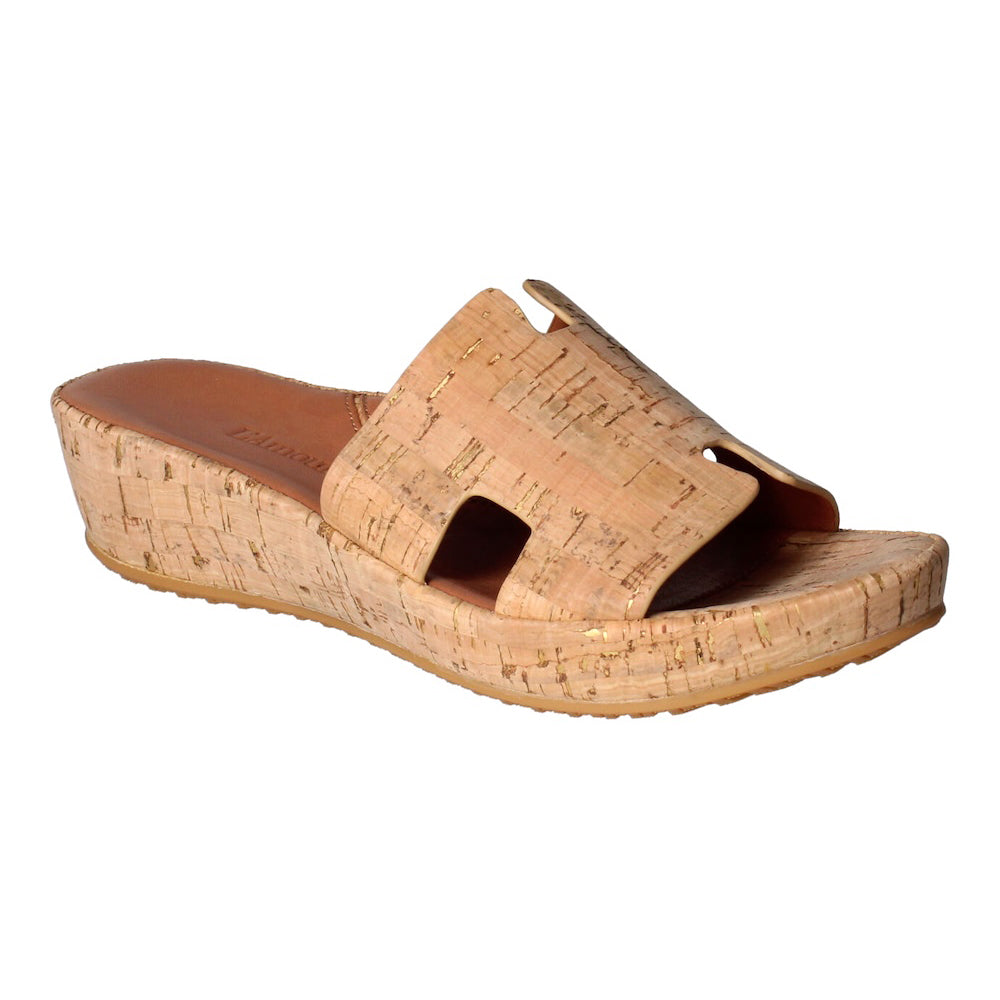 Catiana Slip-On Sandals for Women - Natural Gold Cork Wedge Heel Comfortable Summer Shoes | Perfect for Beach, Vacation & Casual Outings