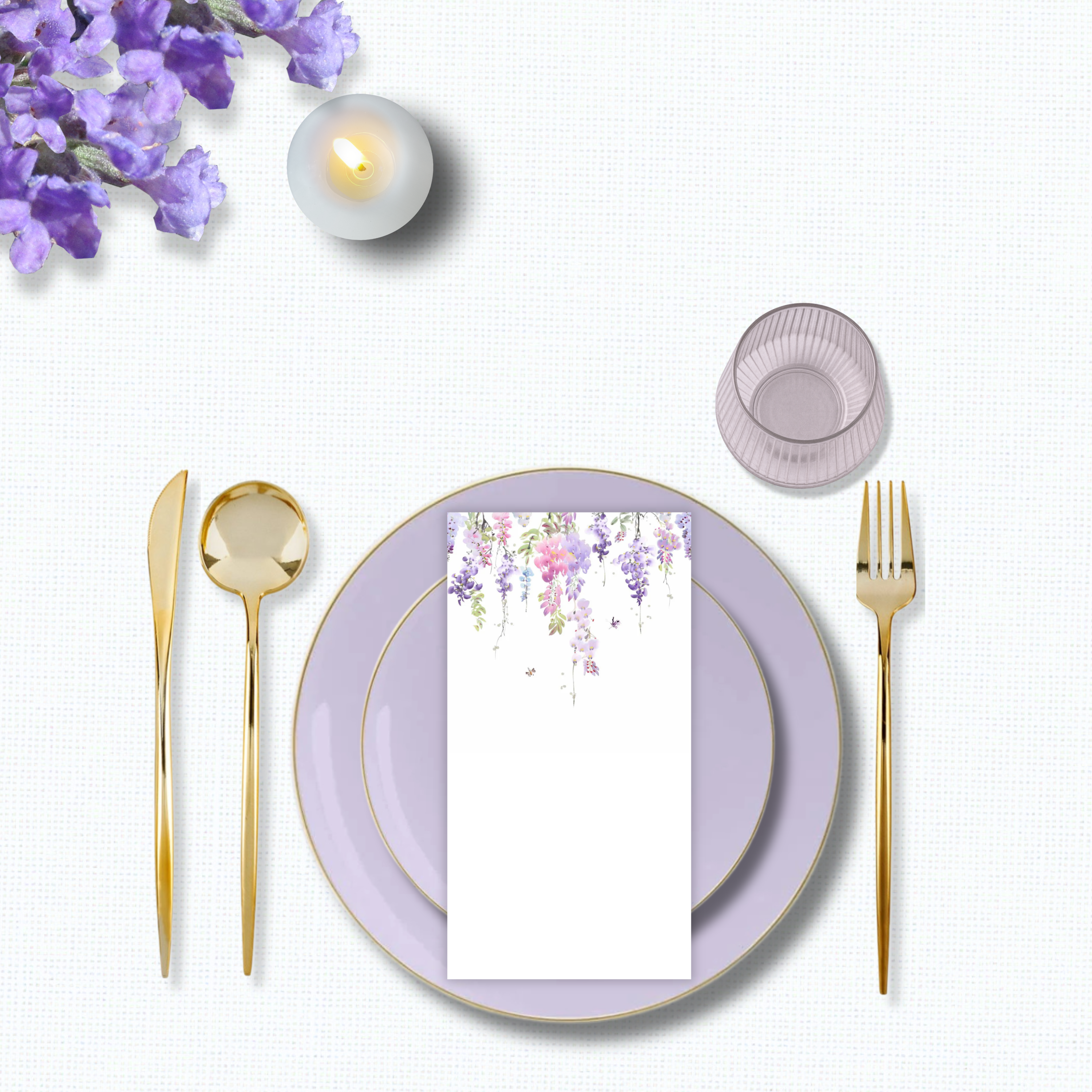 Lavender and Gold Disposable Plastic Party Supplies Set - Elegant Deluxe Party Decorations Bundle for Weddings, Baby Showers & Birthday Celebrations - Eco-Friendly & Organic Party Essentials