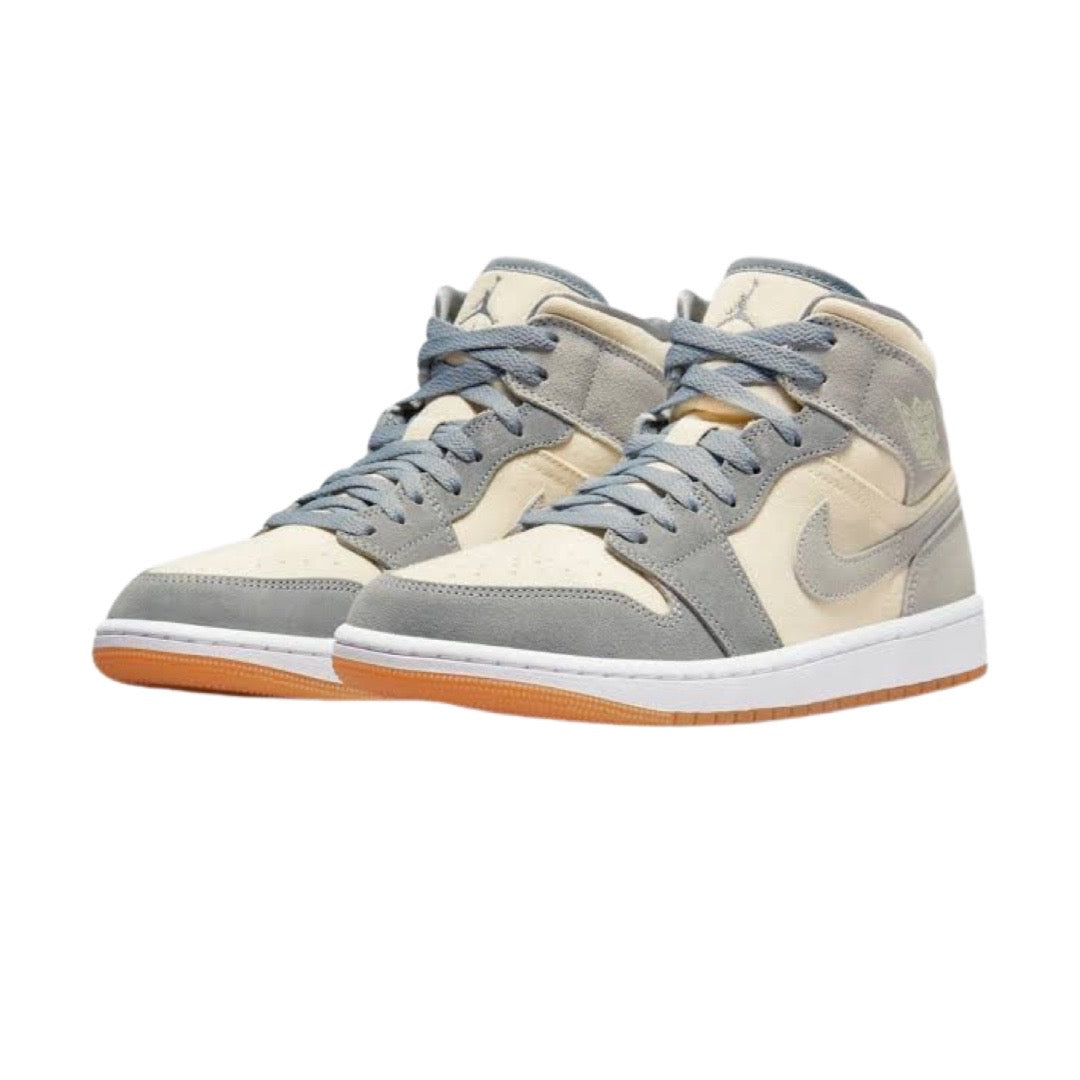 Air Jordan 1 Mid Sneakers - Coconut Milk Suede Men's Basketball Shoes for Casual Wear & Street Style Fashion