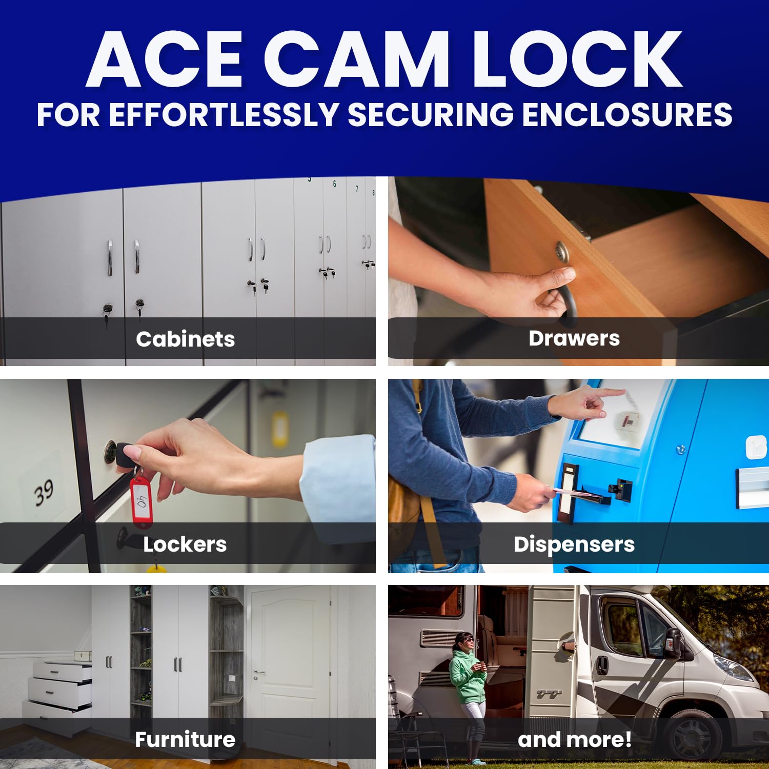 FJM Security MEI-2400AS-KA Tubular Cam Lock - Smart Home & Cabinet Security Solution | Baby Proofing Door & Drawer Lock | 5/8