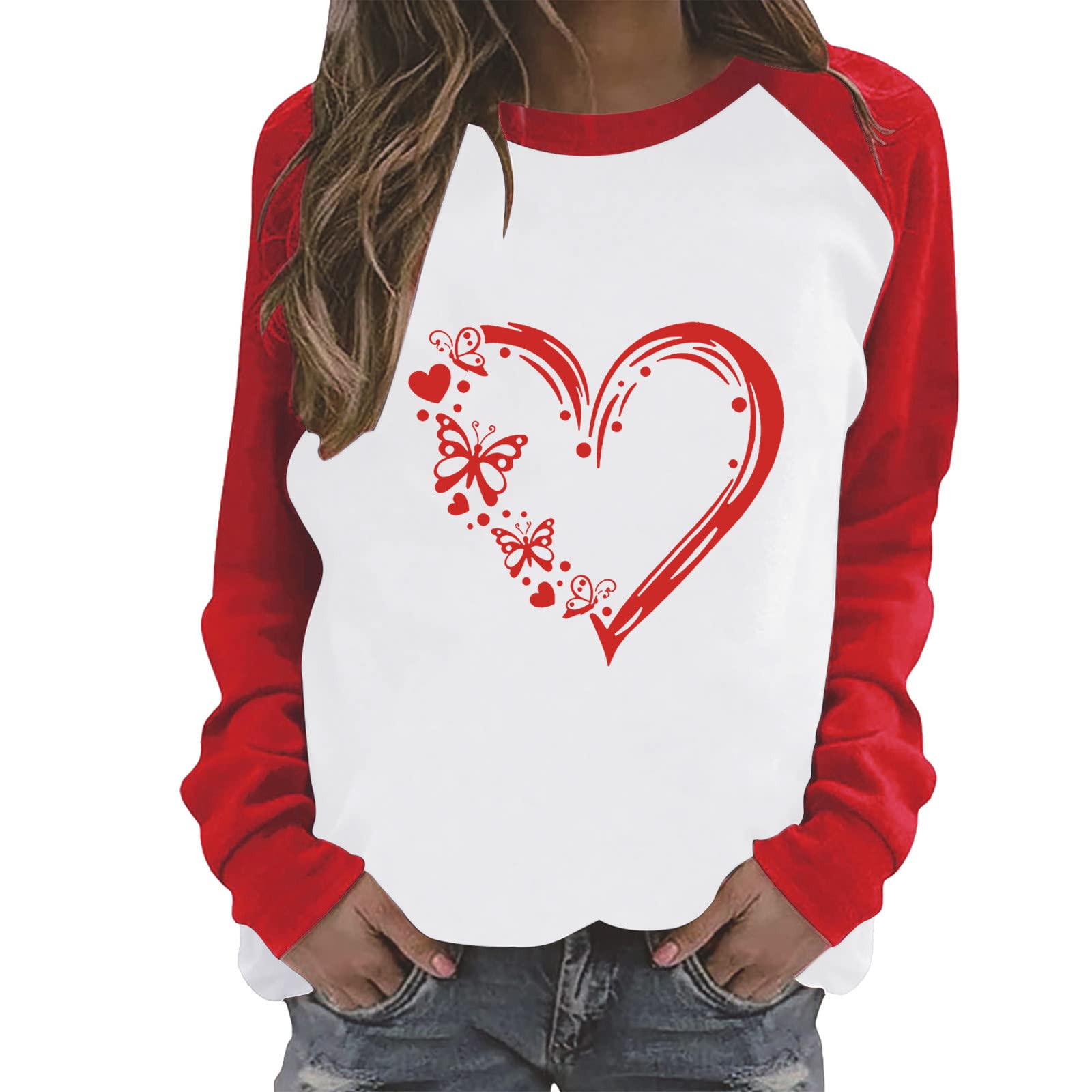 Women's Color Block Hoodie - Valentine's Day Love Letter Print Casual Top | Fall Fashion Tee for Women | Perfect for Date Night & Autumn Outings
