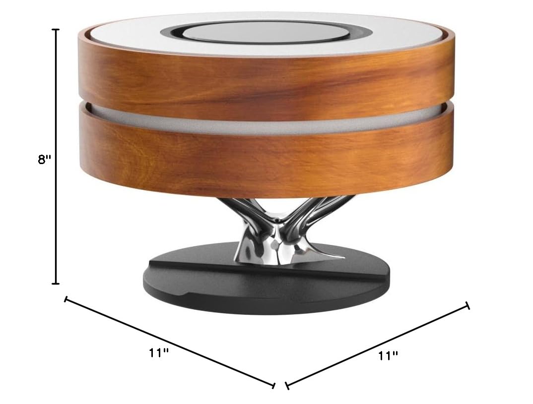 AMPULLA Masdio Horizon Bedside Lamp - 10W Wireless Charger & Bluetooth Speaker, Digital Clock Night Light with Stepless Dimming & Sleep Mode - Perfect for Bedroom Nightstand, Reading, Relaxation & Ambient Lighting