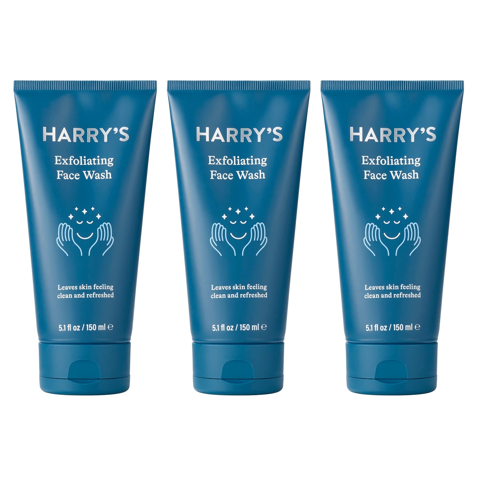Harry's Exfoliating Face Wash for Men - Gentle Volcanic Rock Scrub Facial Cleanser, Dermatologist Tested, 5.1 Fl Oz (3 Pack) | Deep Cleansing & Exfoliating for Oily & Acne-Prone Skin | Daily Skincare Routine & Post-Shave Care