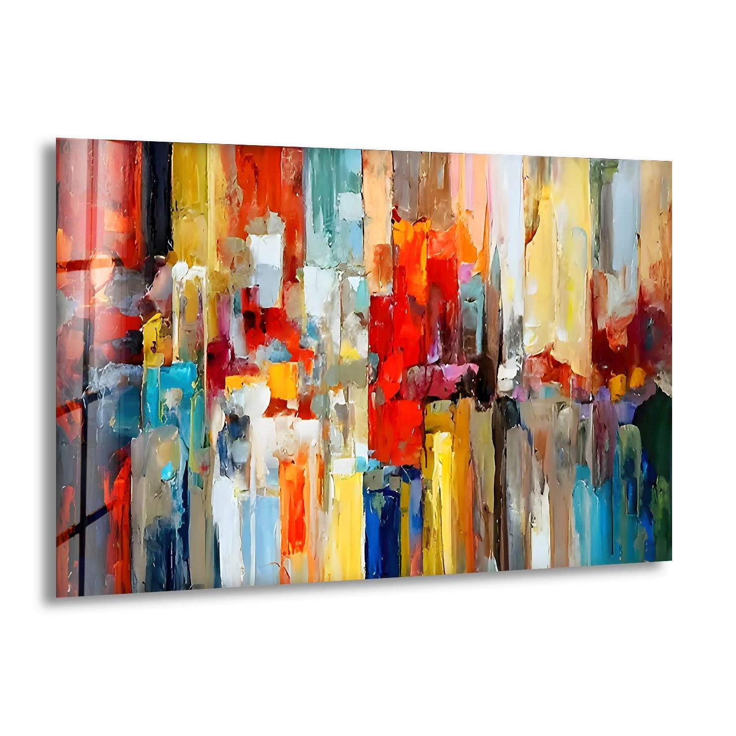 Abstract Colored Oil Paint Glass Wall Art - Modern Handmade Home Decor for Living Room, Bedroom & Office - Unique Gift Idea for Housewarming & Wedding