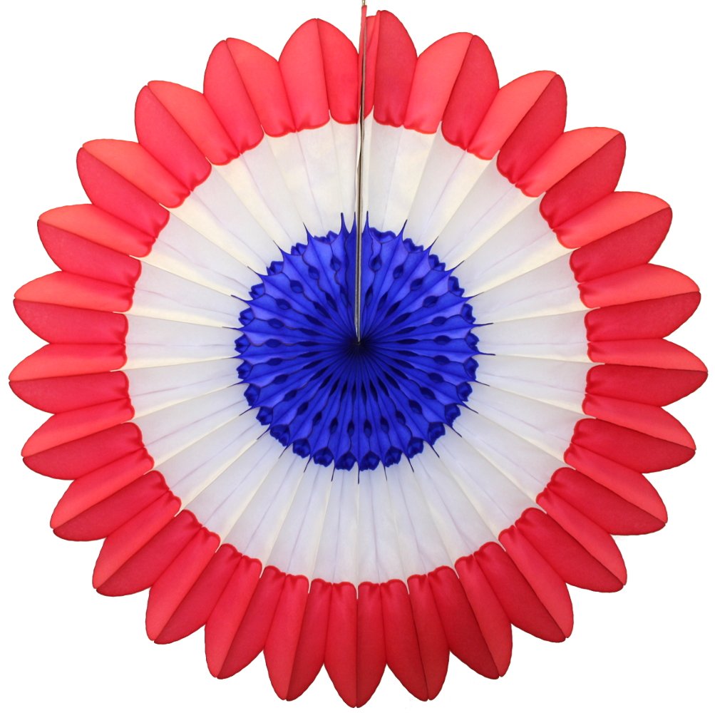 3-Pack Red, White, and Blue 18 Inch Tissue Paper Fanburst - Patriotic Party Decorations for 4th of July, Memorial Day & Independence Day Celebrations