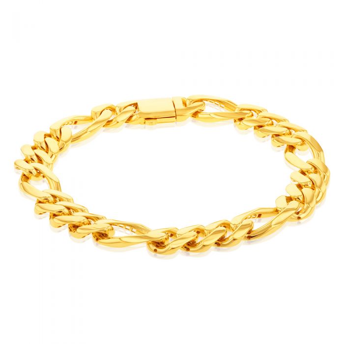 9ct Yellow Gold 1:3 Figaro Chain Bracelet 19.10cm (7.5 Inches) - Elegant Jewelry for Women, Perfect for Everyday Wear, Gifts & Special Occasions