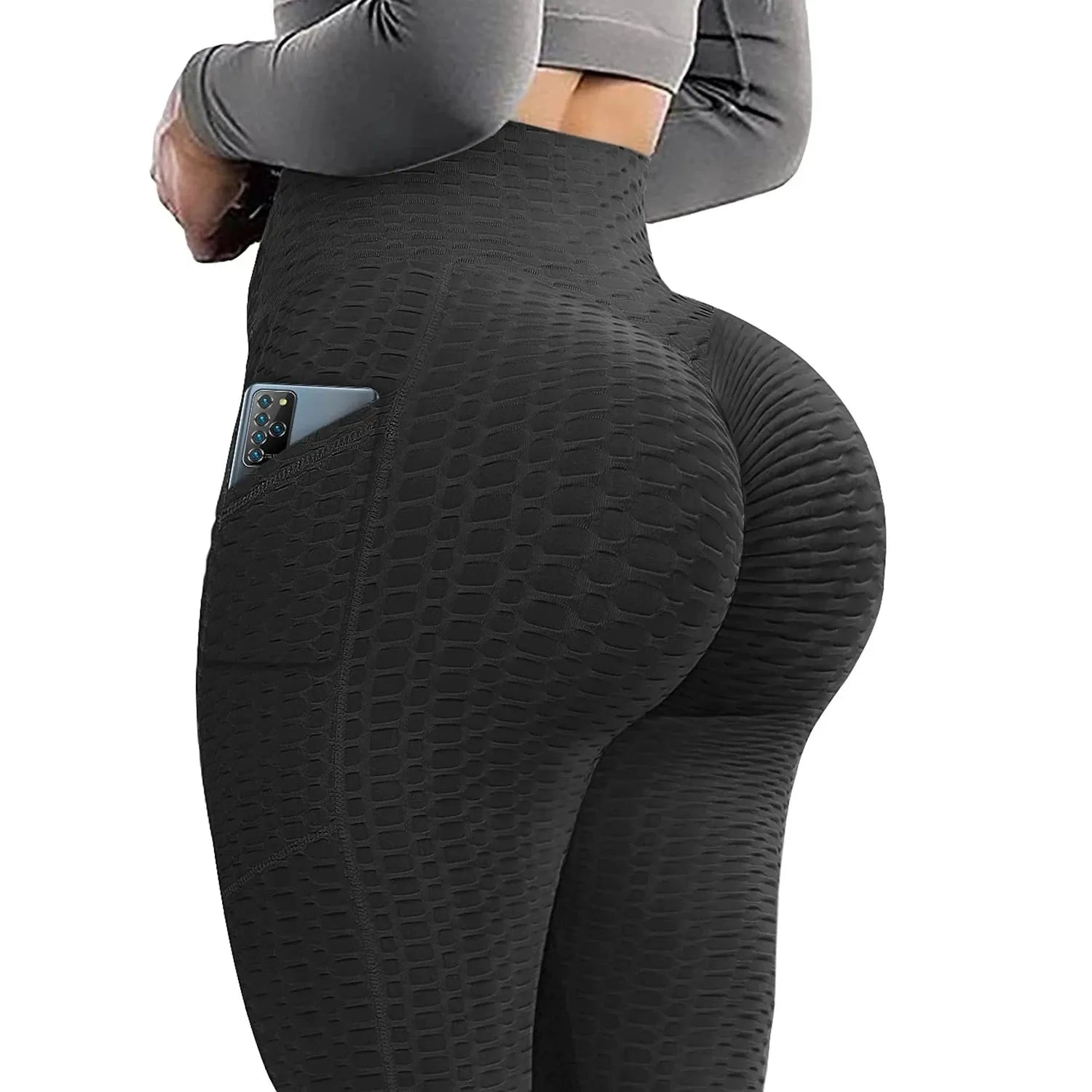 Women's High Waist Scrunch Butt Leggings with Pockets - Stretchy Workout Yoga Pants for Running, Gym & Active Wear - Textured Push Up Trousers for Fitness & Lounge