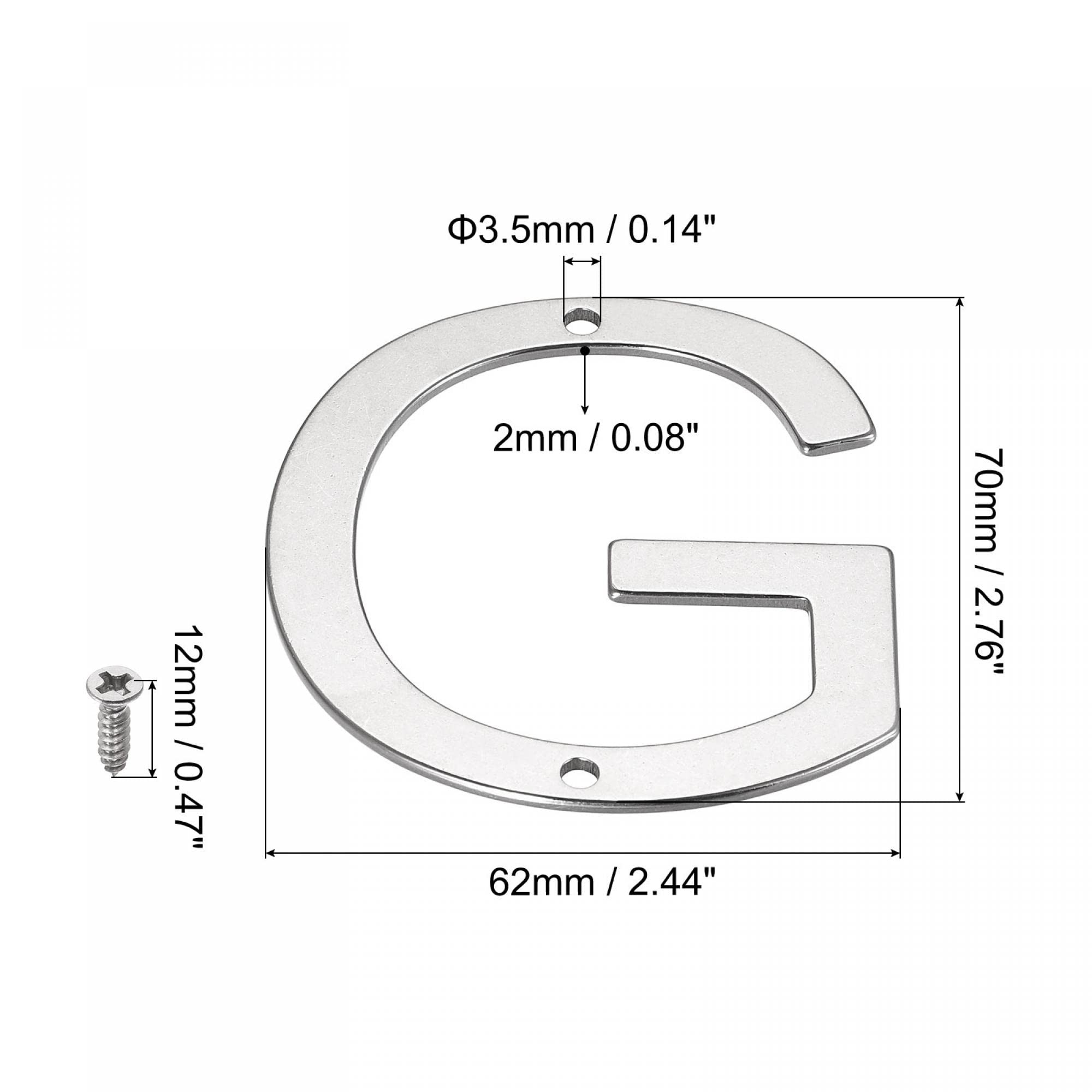 uxcell 2.76 Inch Stainless Steel Letter G - Polished Mailbox, Hotel & Door Address Sign for Home, Business & Outdoor Use